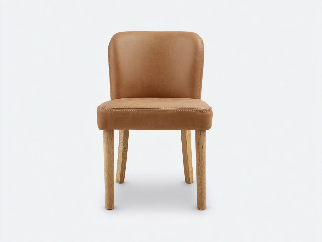 Chaise de salle à manger - simili cuir-bois - 49x51x80 cm - camel-naturel - design classique-Monorsonest