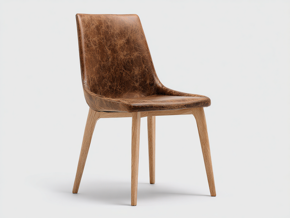 Chaise de salle à manger - simili cuir-bois - 51x55x87 cm - brun-naturel - design contemporain-Monorsonest