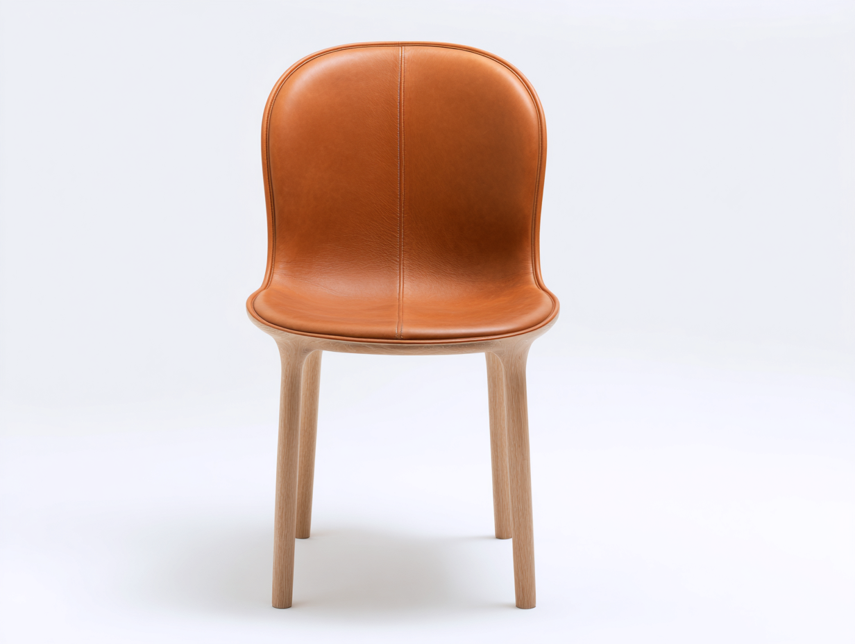 Chaise de salle à manger - simili cuir-bois - 48x53x83 cm - cognac-naturel - design moderne-Monorsonest