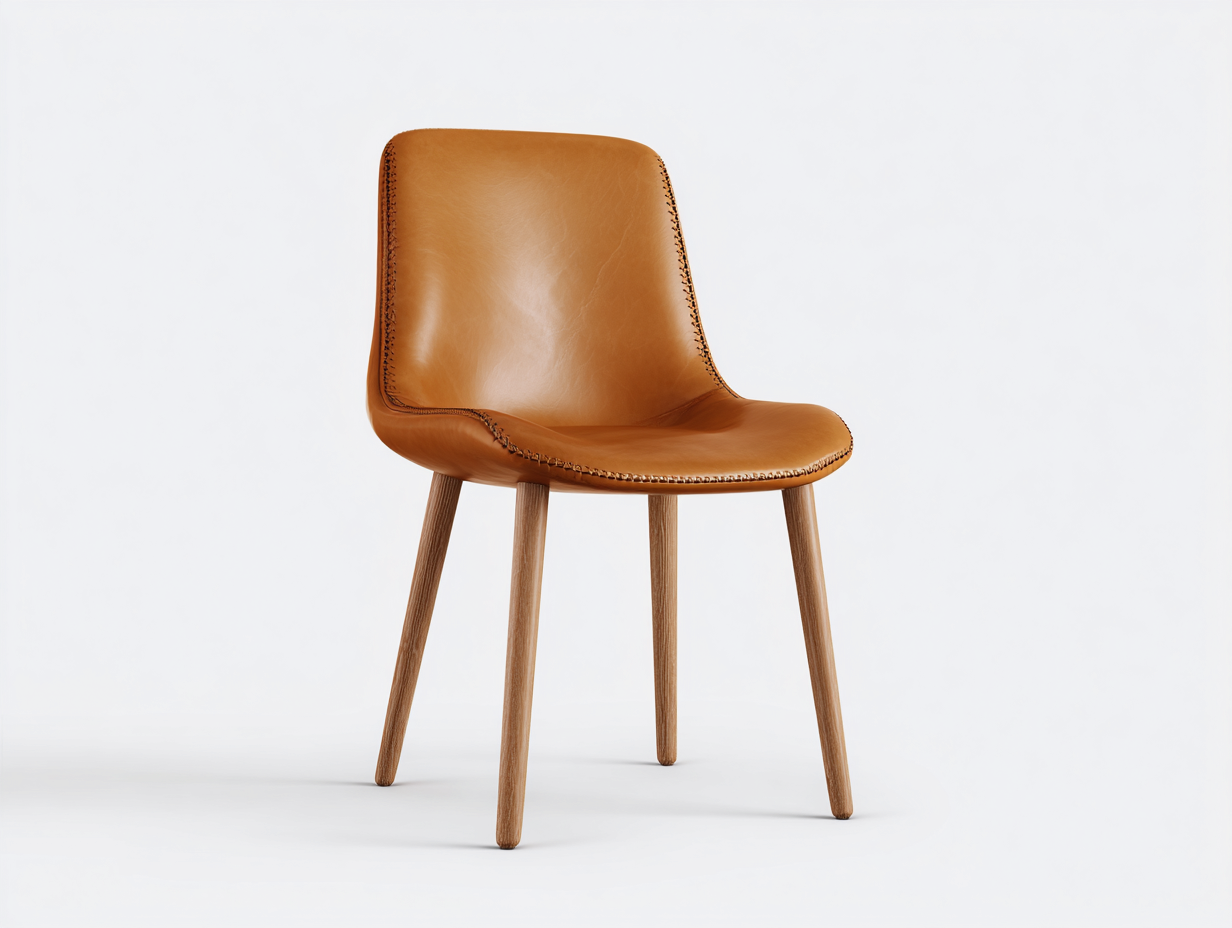 Chaise de salle à manger - simili cuir-bois - 51x54x85 cm - caramel-naturel - design moderne-Monorsonest