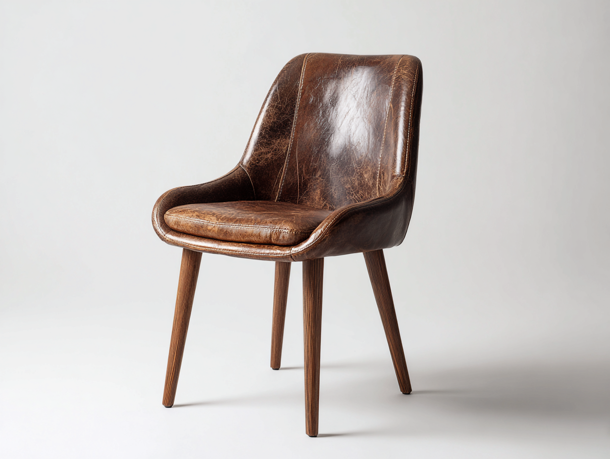 Chaise de salle à manger - simili cuir-bois - 58x56x84 cm - brun foncé-noyer - design vintage-Monorsonest