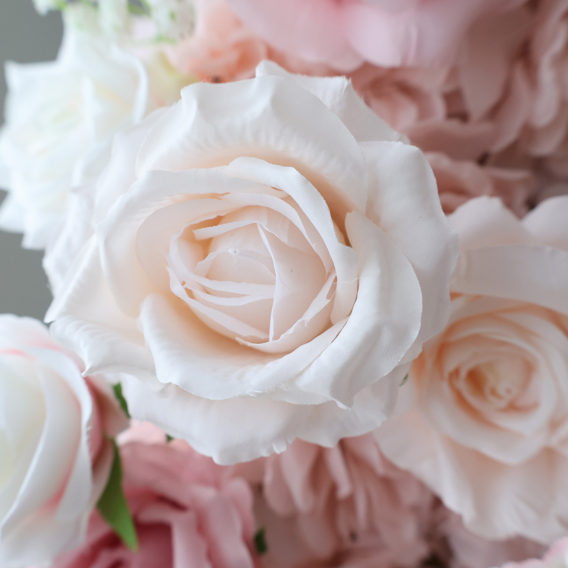  8FT Square Faux Flower Arch Backdrop, Blush Pink & White
