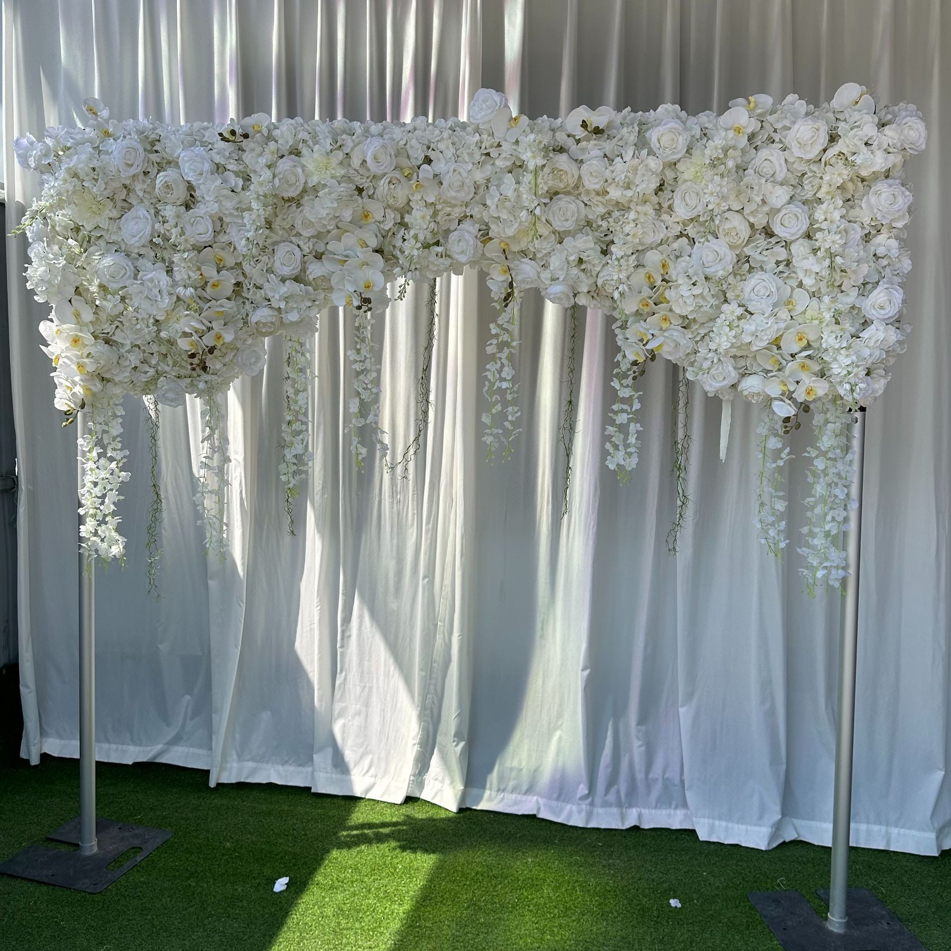 94.5 in Artificial White Rose Floral Swag for Wedding Arch, Flowers Only
