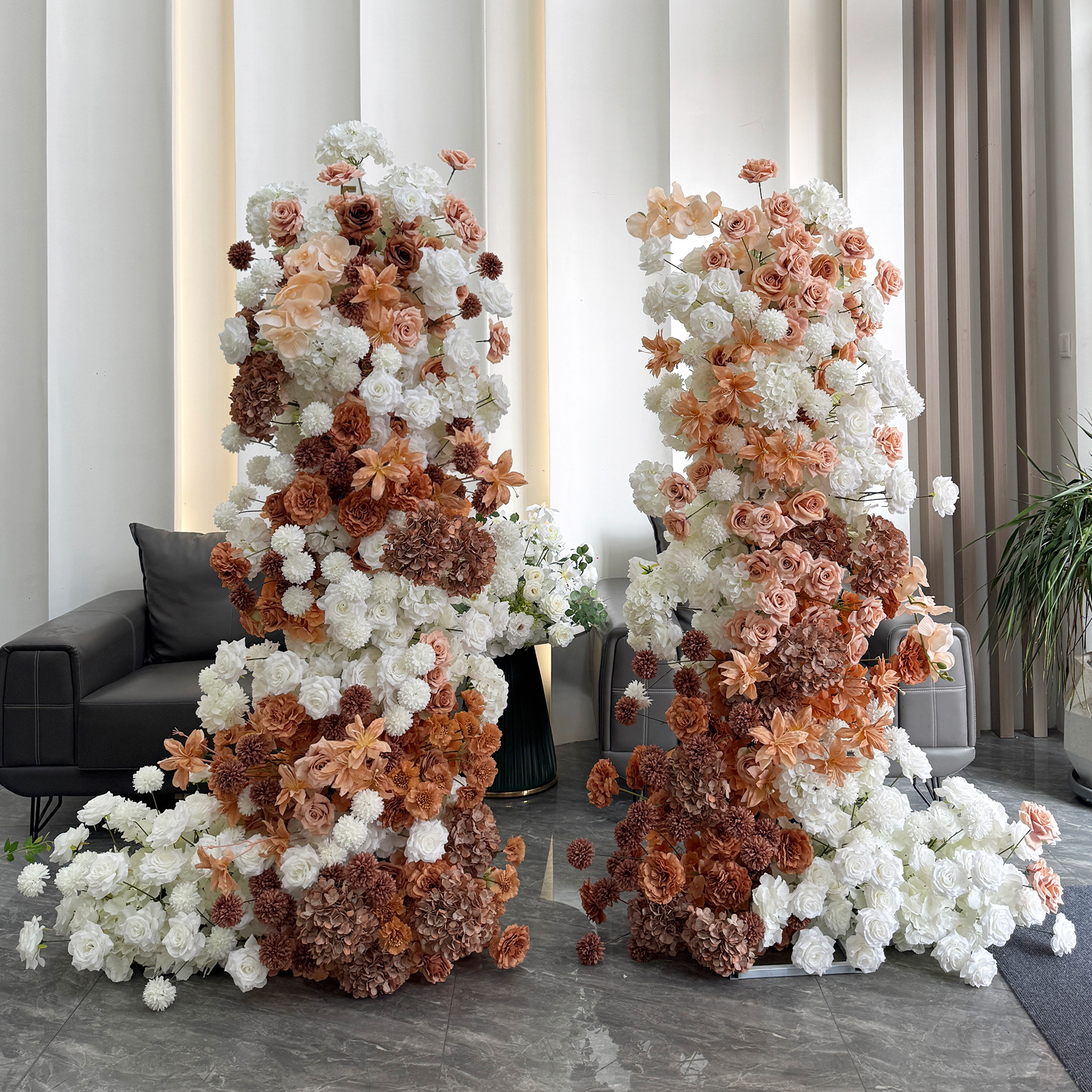 Terracotta 2-Piece Artificial Flower Columns for Wedding Backdrop Decor