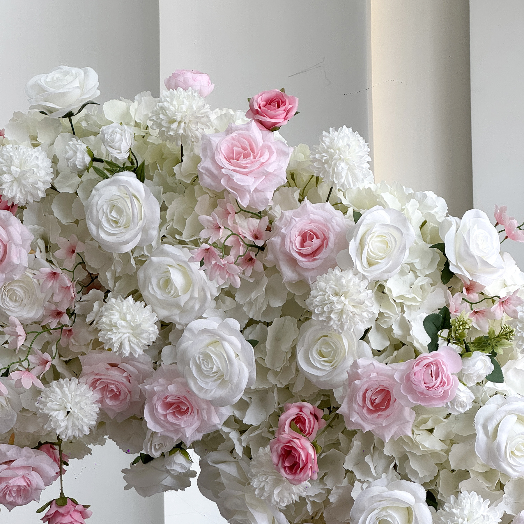 White and Blush Pink Heart-Shaped Artificial Flower Arch with Metal Frame,7ft Freestanding Floral Backdrop for Wedding Ceremony, Bridal Shower, Photo Booth and Party Decor