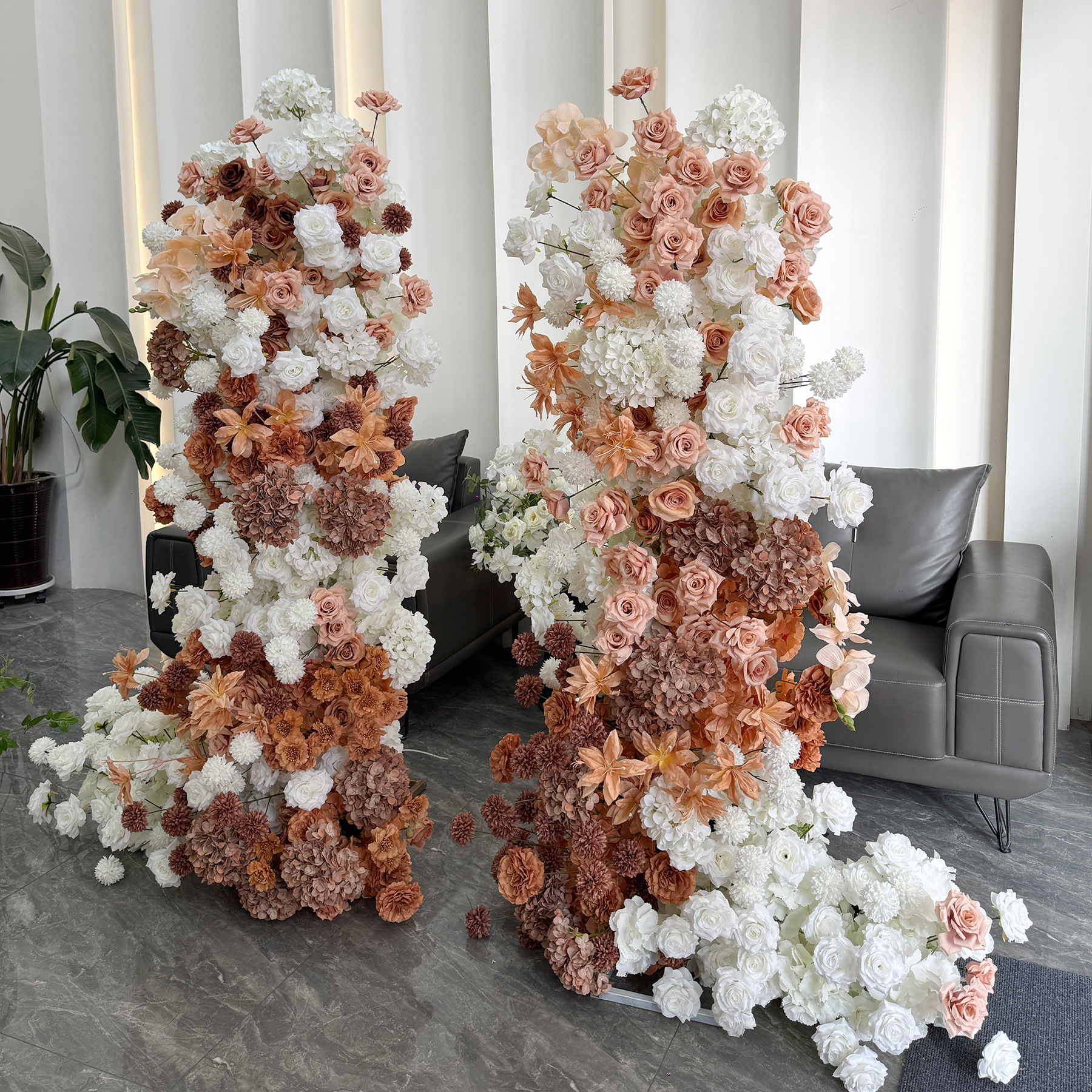 Terracotta 2-Piece Artificial Flower Columns for Wedding Backdrop Decor