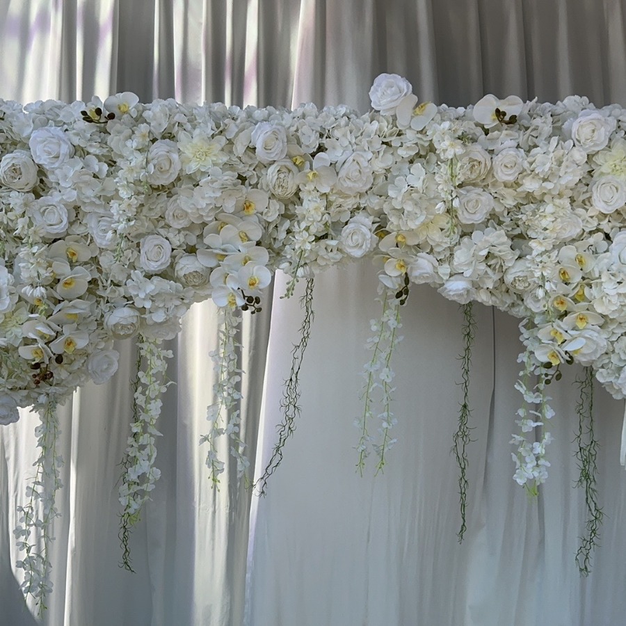 94.5 in Artificial White Rose Floral Swag for Wedding Arch, Flowers Only