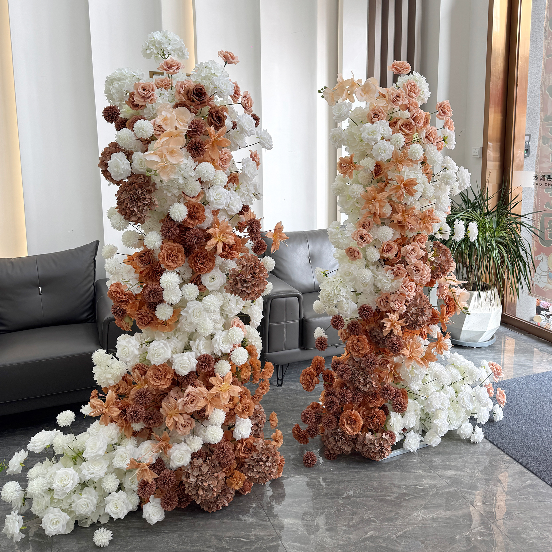 Terracotta 2-Piece Artificial Flower Columns for Wedding Backdrop Decor