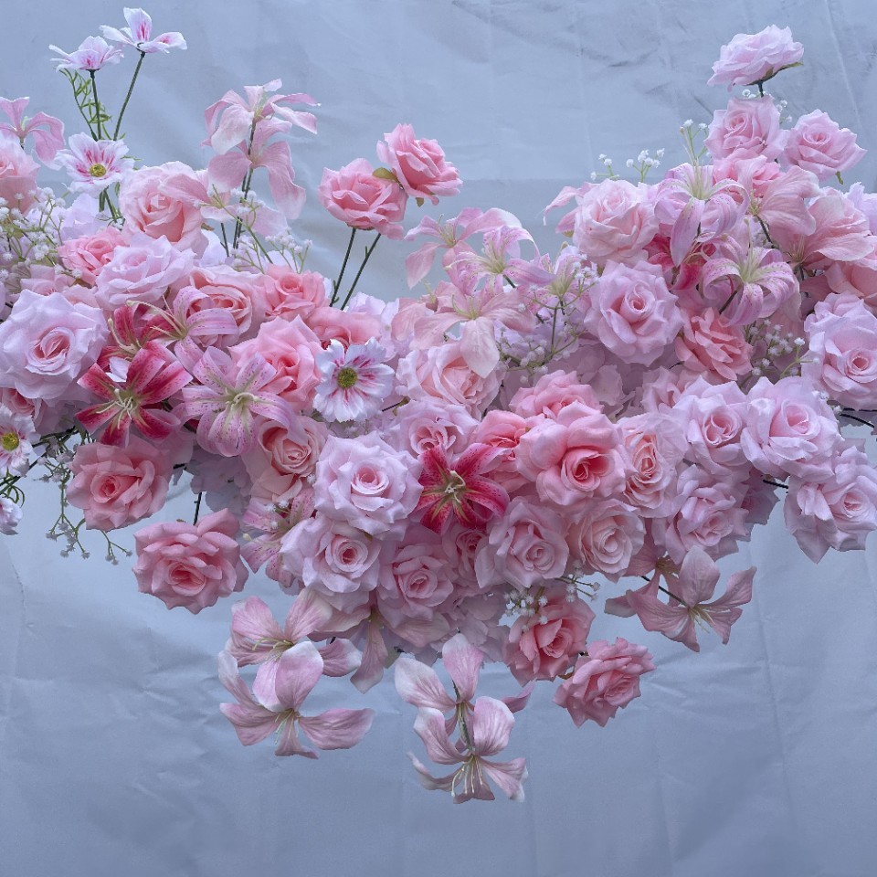 2m Artificial Flower Heart Arch with Stand, Pink Wedding Backdrop