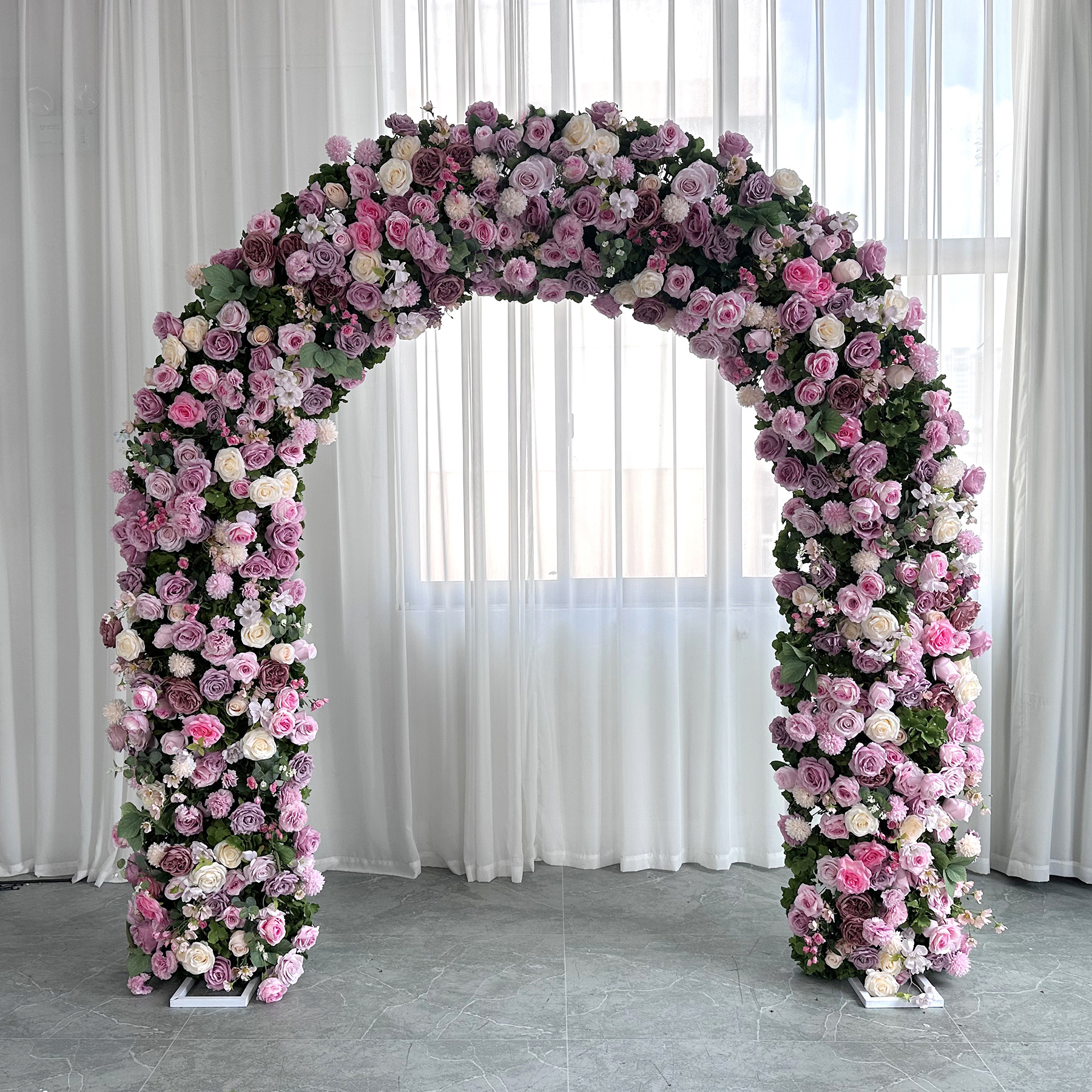 Artificial Flower Arch with Frame, 94.5in Wedding Floral Backdrop