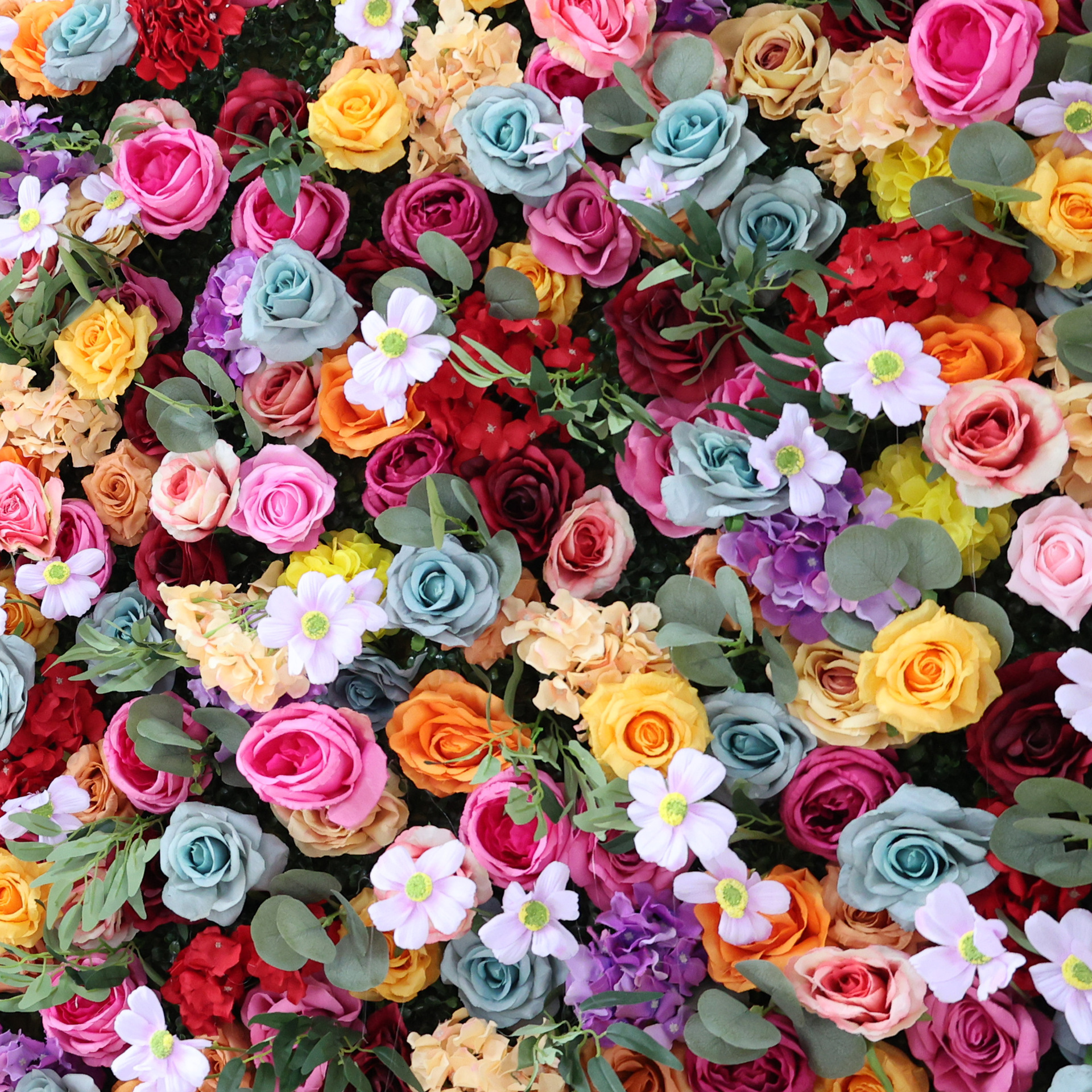 4x8ft 8x8ft 10x10ft Rainbow Multicolor Faux Flower Wall Backdrop No Stand