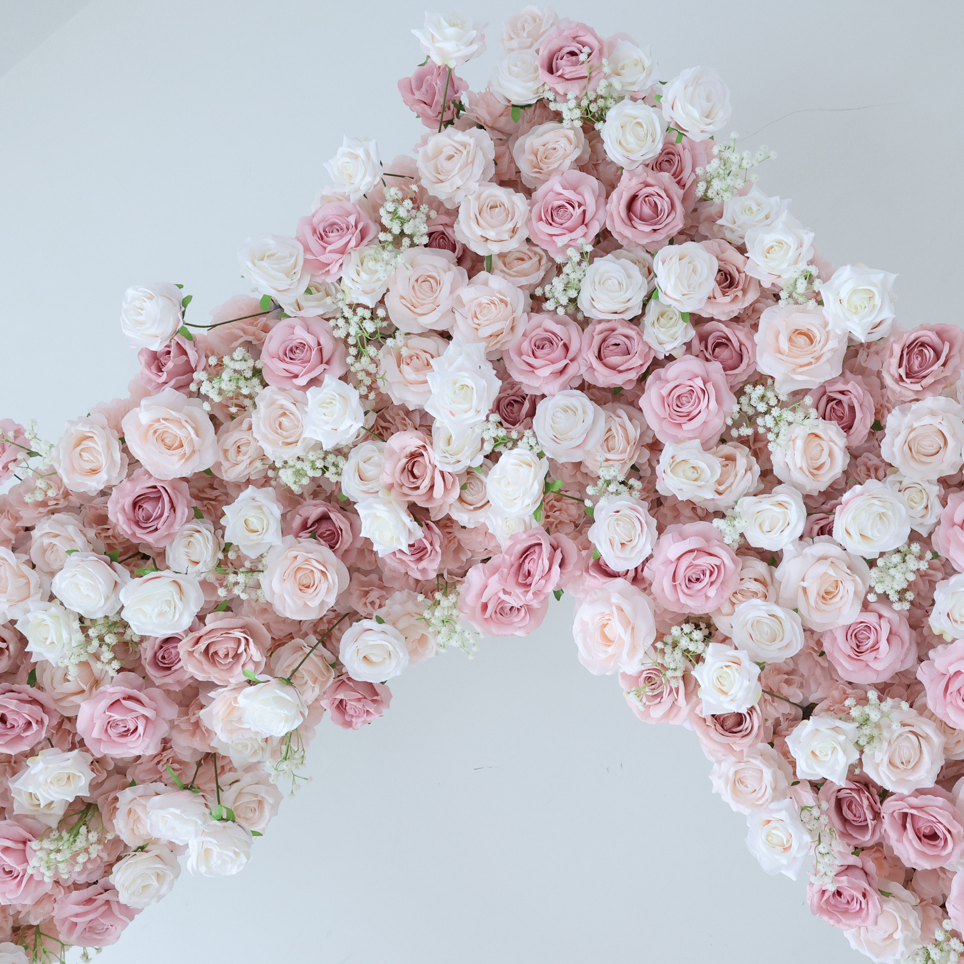  8FT Square Faux Flower Arch Backdrop, Blush Pink & White