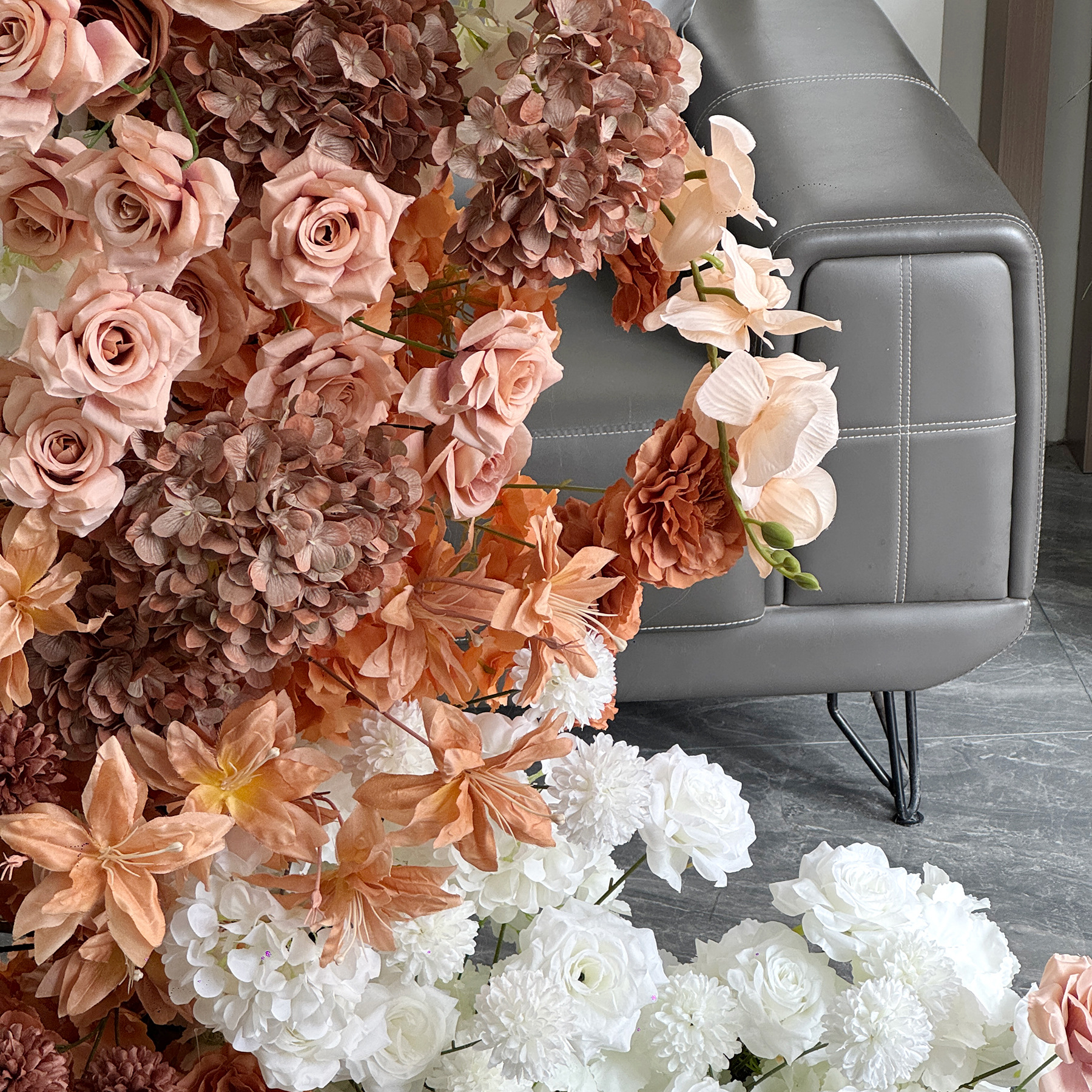 Terracotta 2-Piece Artificial Flower Columns for Wedding Backdrop Decor