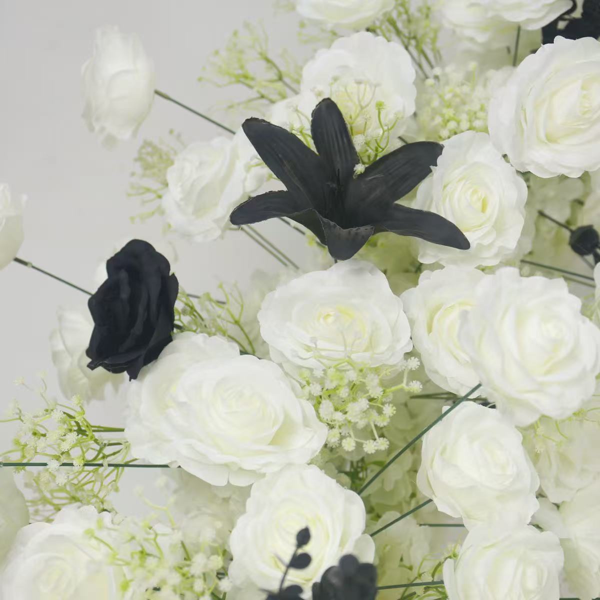 Large Black & White Artificial Flower Arch with Stand – 240 × 260 cm