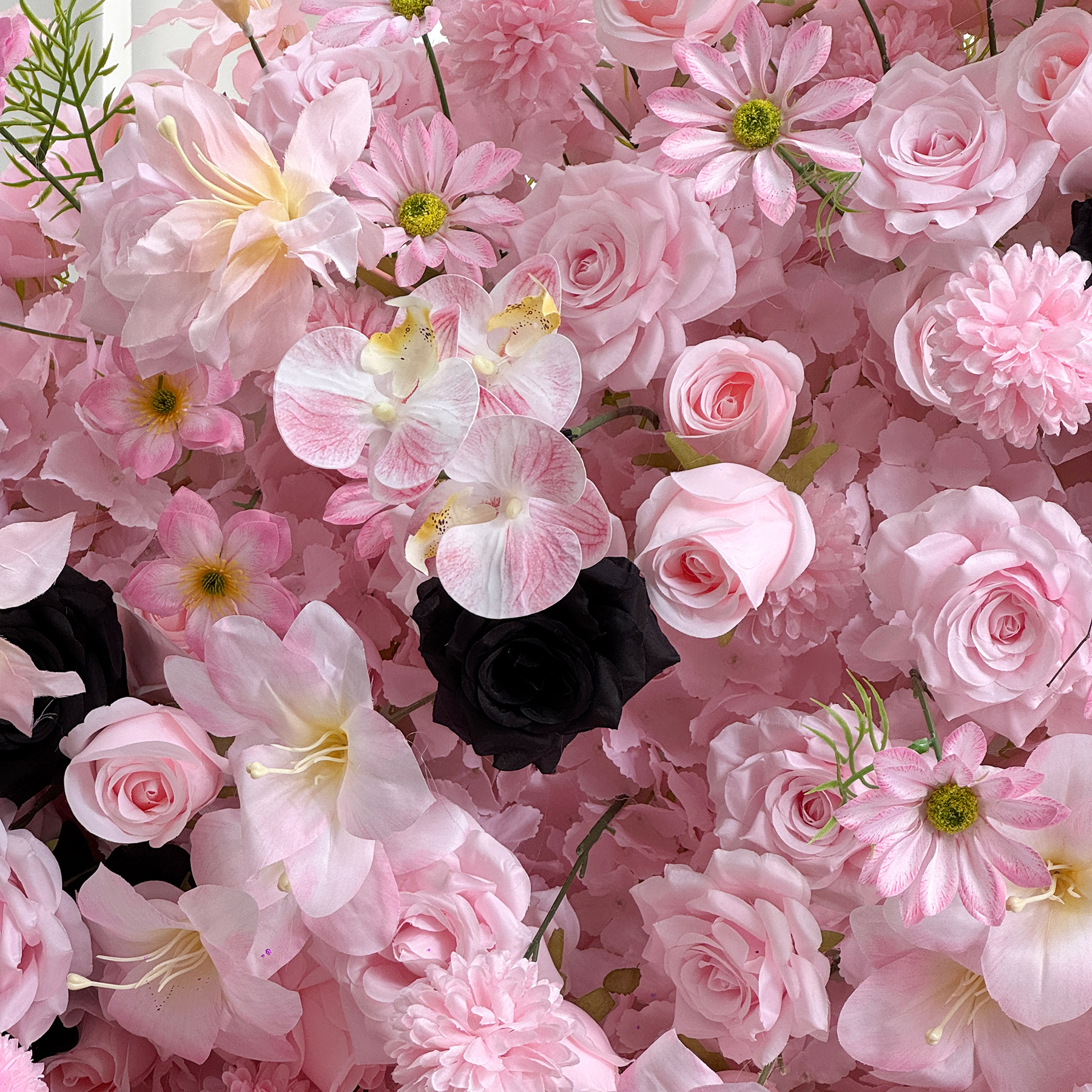 Pink Black Heart Shaped Artificial Flower Arch with Metal Frame, Gothic Floral Backdrop for Wedding Ceremony, Photo Booth, Bridal Shower and Party Decor