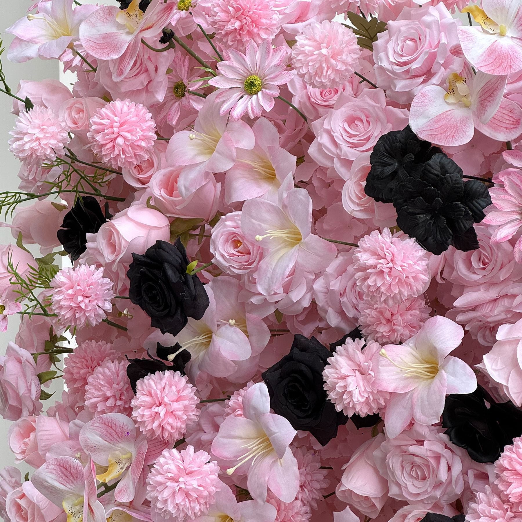 Pink Black Heart Shaped Artificial Flower Arch with Metal Frame, Gothic Floral Backdrop for Wedding Ceremony, Photo Booth, Bridal Shower and Party Decor