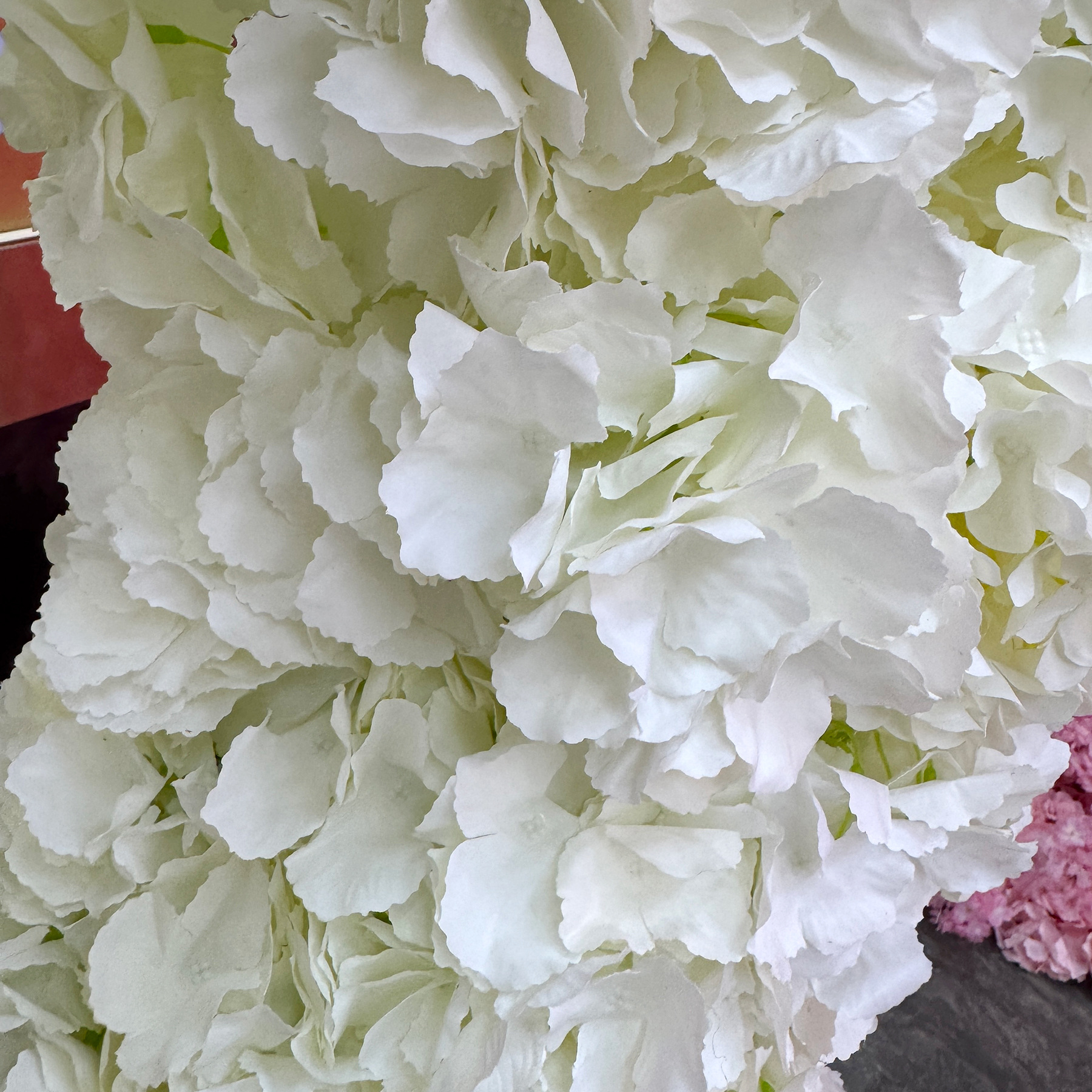 6.5FT Heart Shaped Artificial Hydrangea Flower Arch with Metal Frame, Freestanding Faux Floral Photo Backdrop Stand for Wedding Proposal Engagement Valentines Day Party Decor