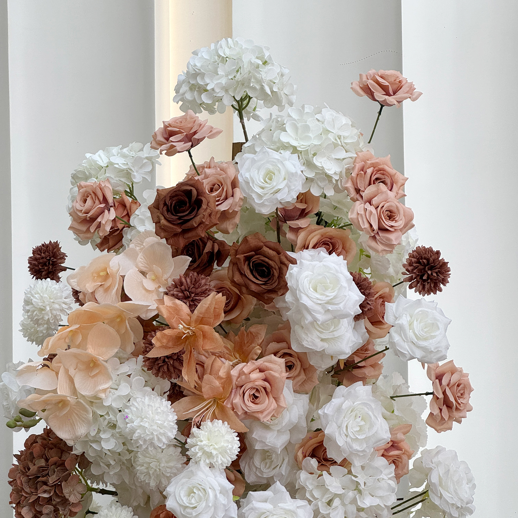 Terracotta 2-Piece Artificial Flower Columns for Wedding Backdrop Decor