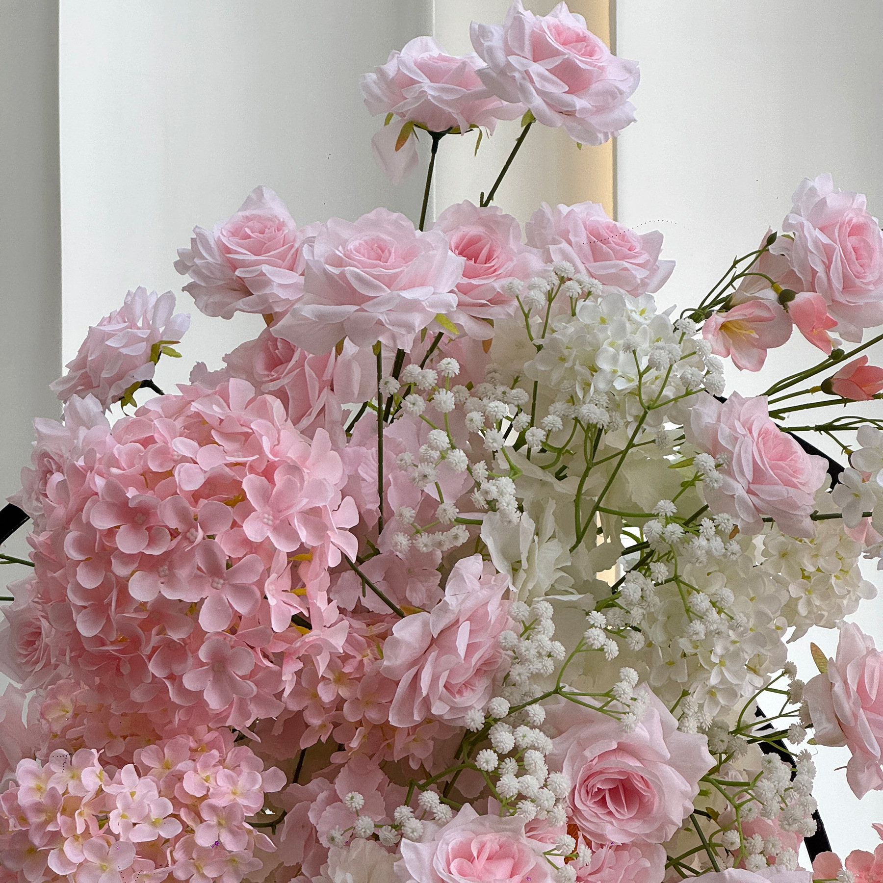 Blush Pink 2-Piece Artificial Flower Columns for Wedding Backdrop Decor