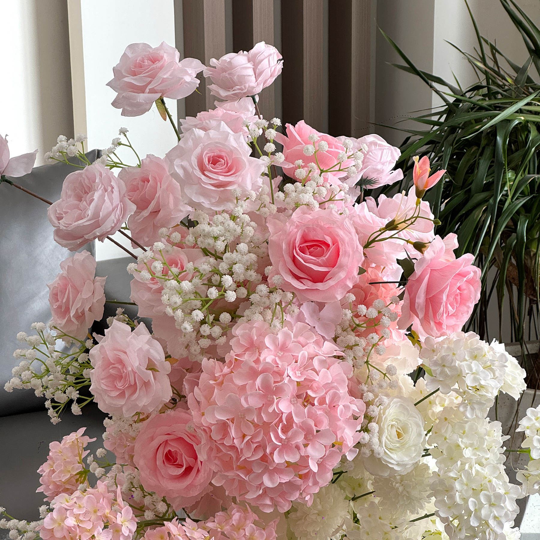 Blush Pink 2-Piece Artificial Flower Columns for Wedding Backdrop Decor