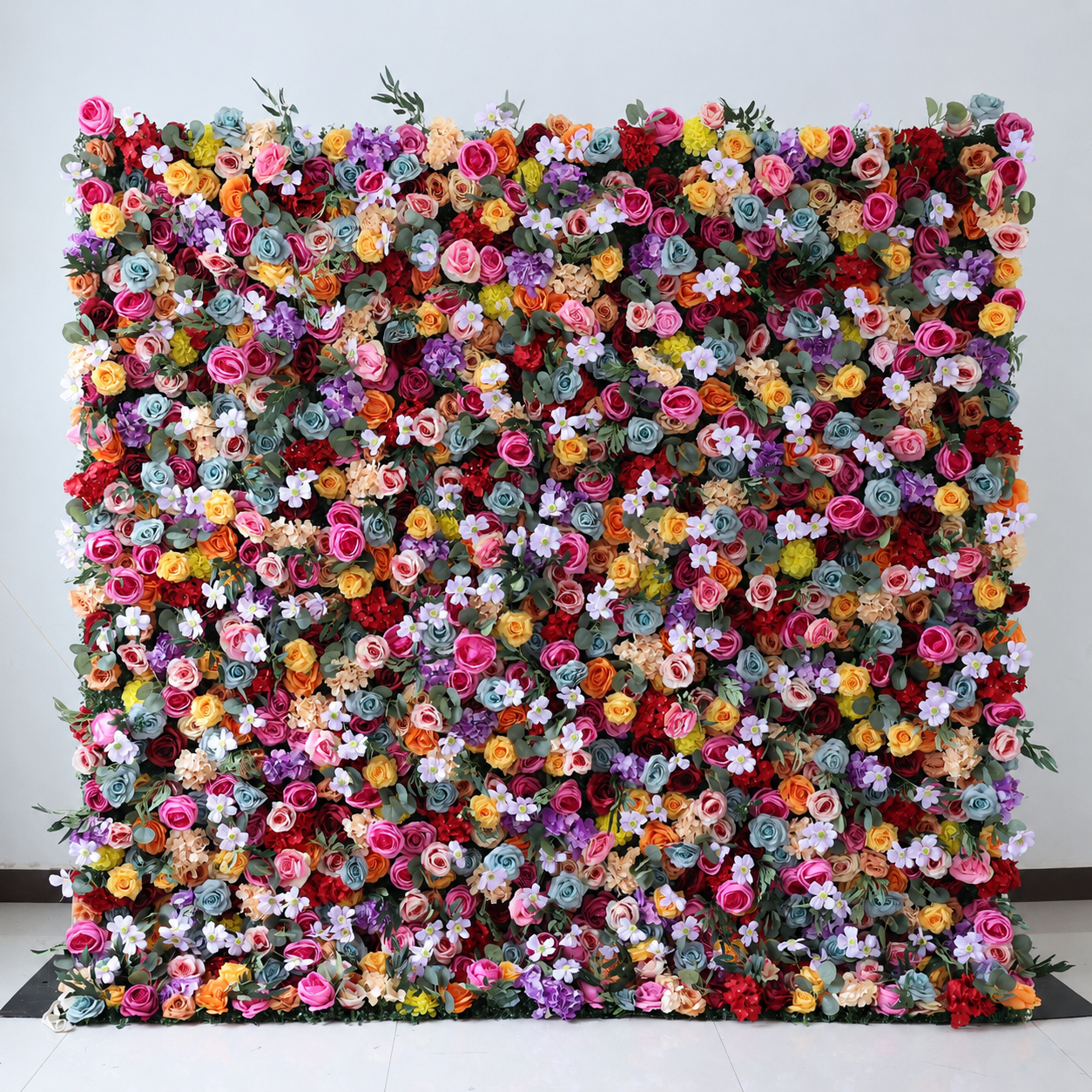 4x8ft 8x8ft 10x10ft Rainbow Multicolor Faux Flower Wall Backdrop No Stand