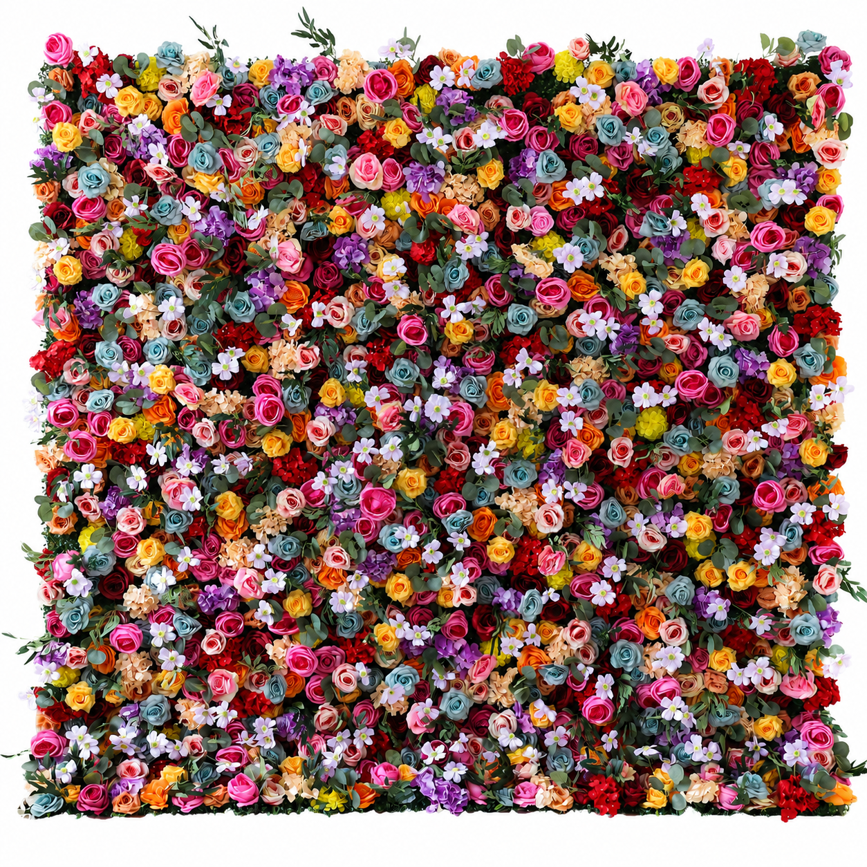 4x8ft 8x8ft 10x10ft Rainbow Multicolor Faux Flower Wall Backdrop No Stand