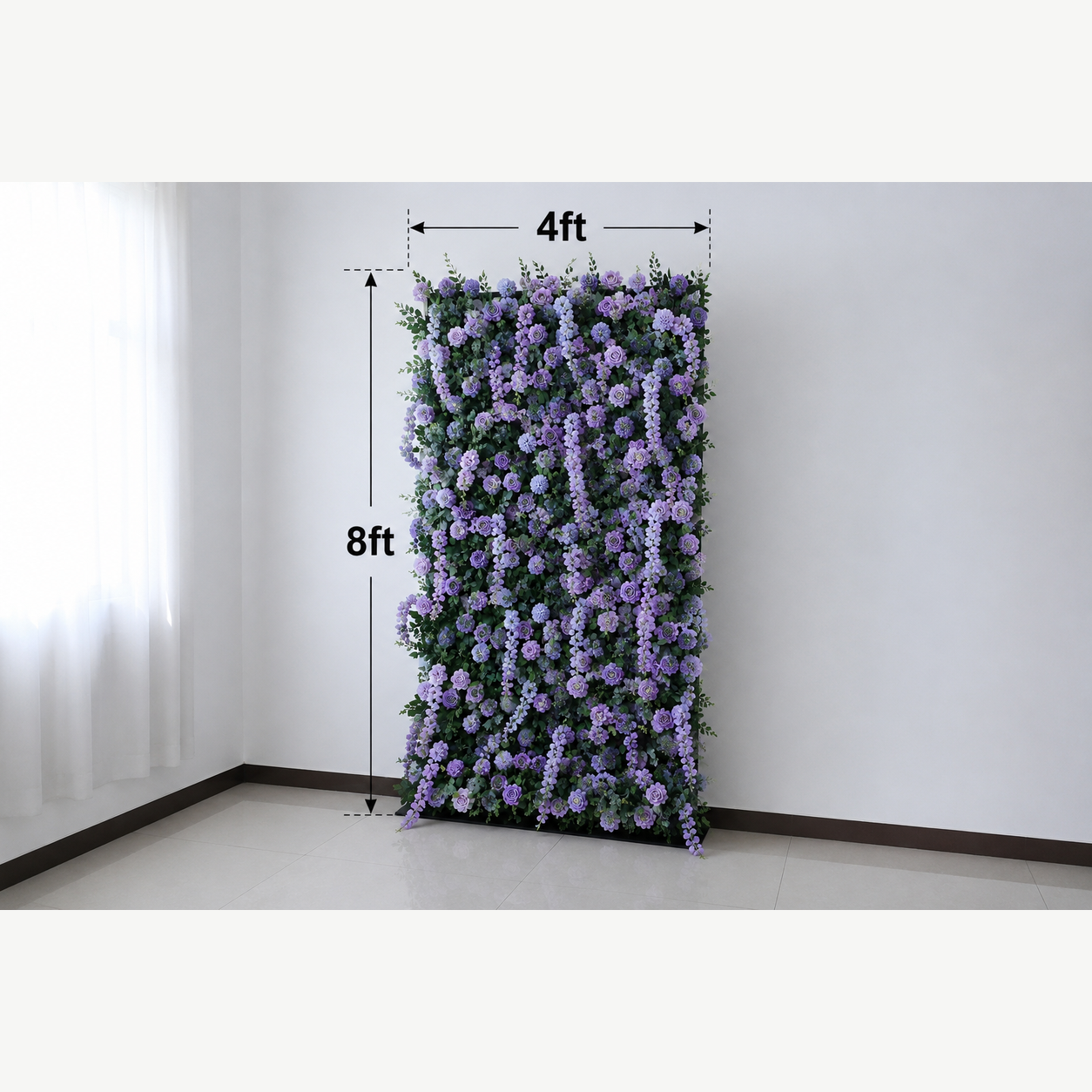 BrandName 4x8ft 8x8ft 10x10ft Lavender Pink Artificial Flower Wall Backdrop No Stand