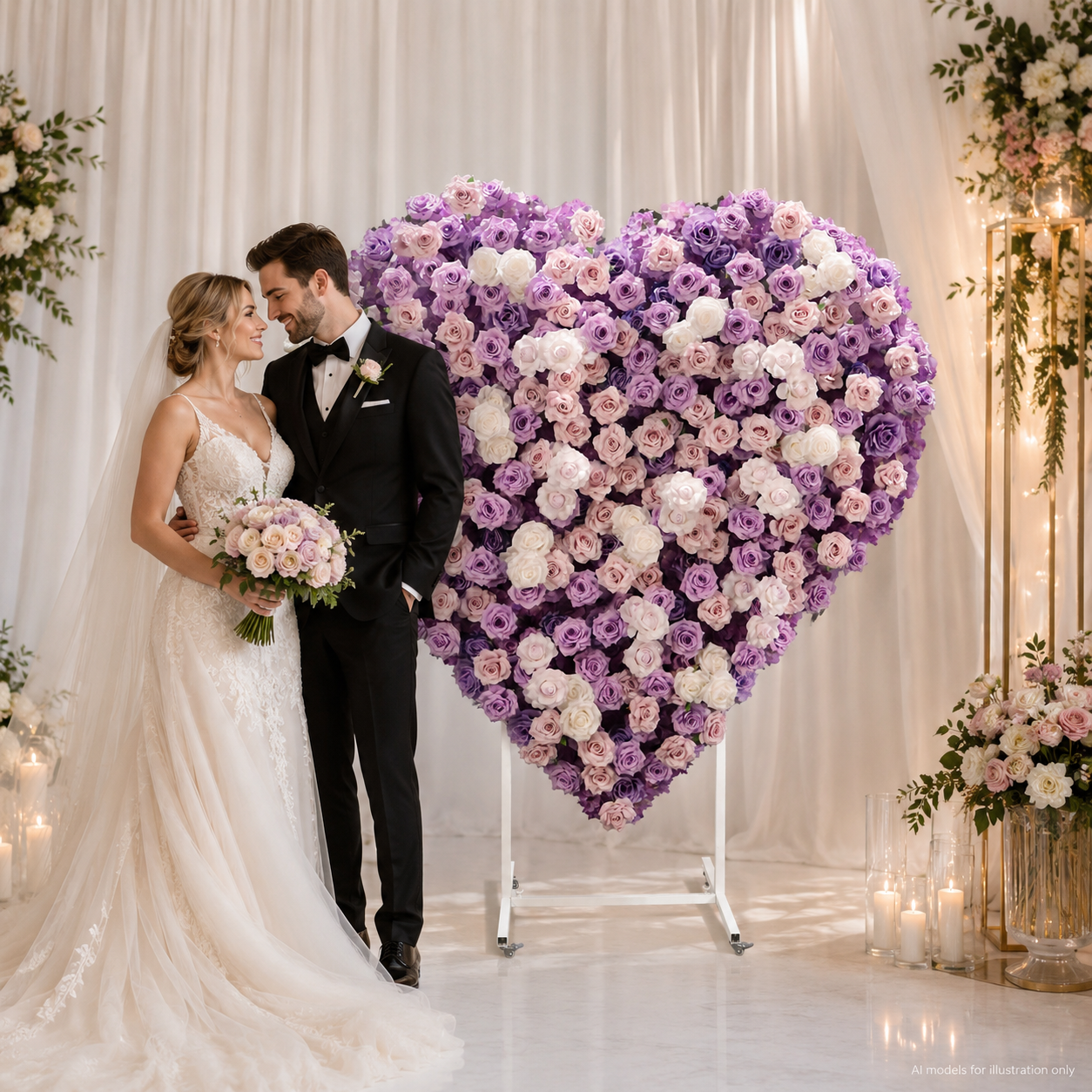 Heart Flower Arch with Stand, Wedding Floral Backdrop Decor