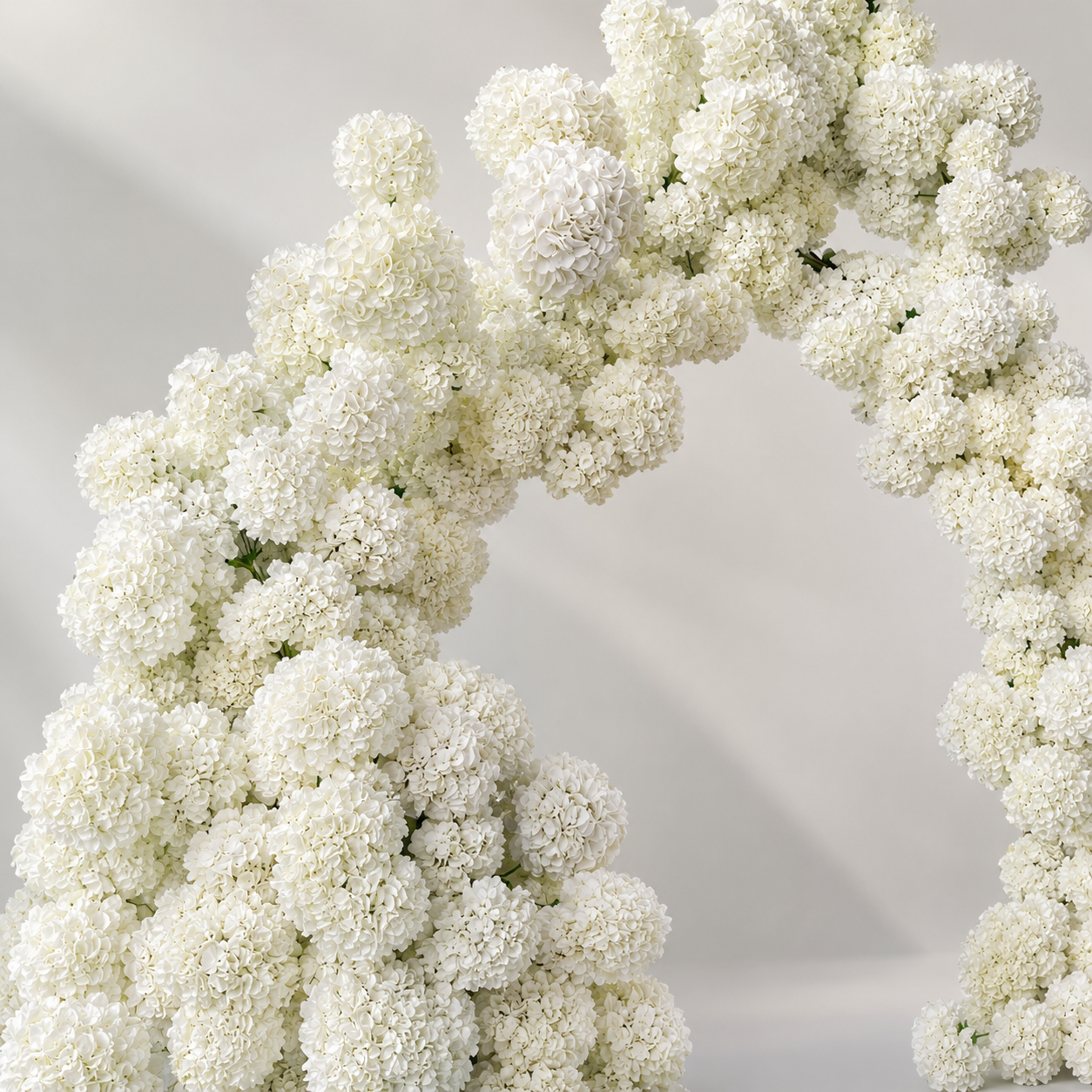 8FT Irregular Faux Hydrangea Flower Arch with Stand for Wedding Child  Classic White