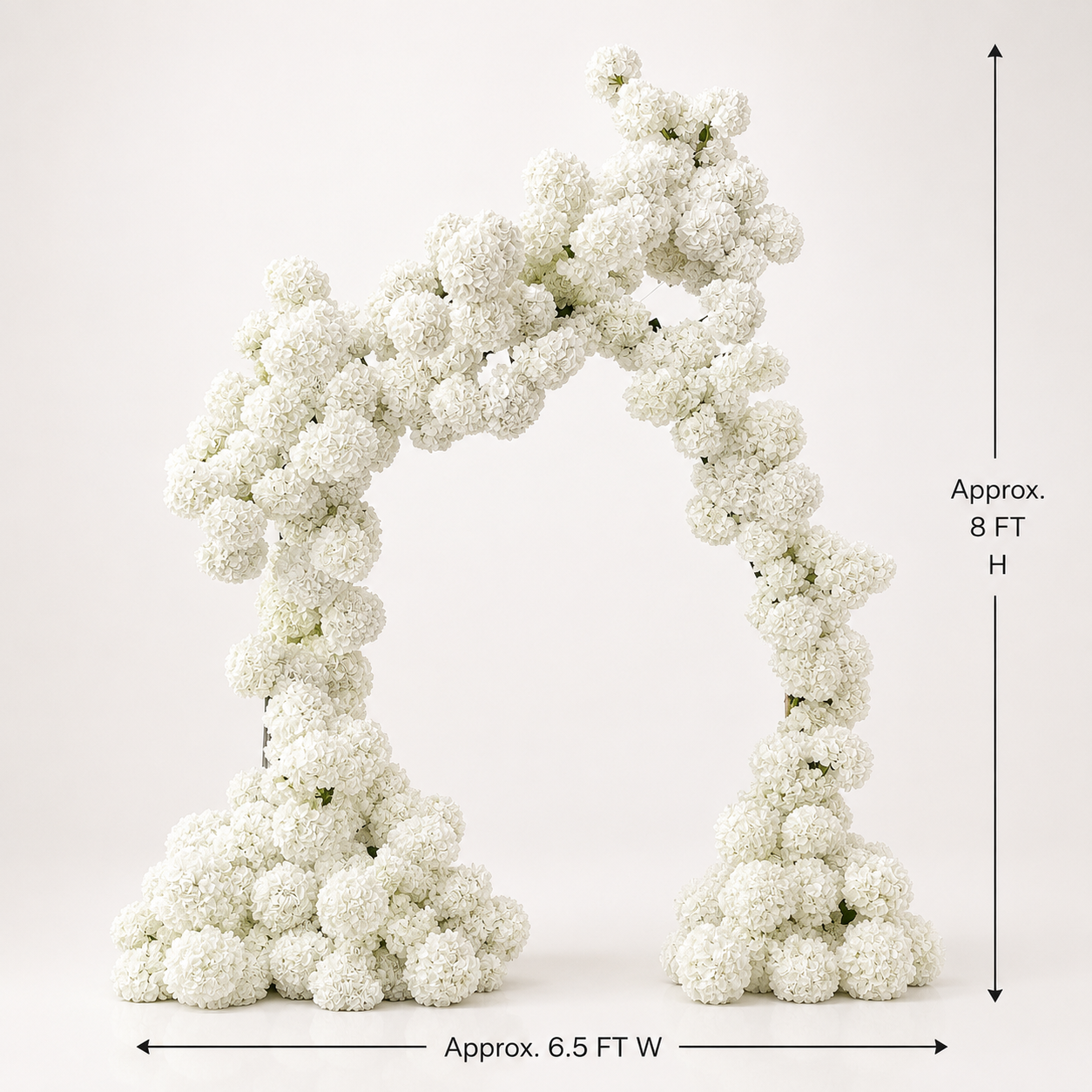 8FT Irregular Faux Hydrangea Flower Arch with Stand for Wedding Child  Classic White