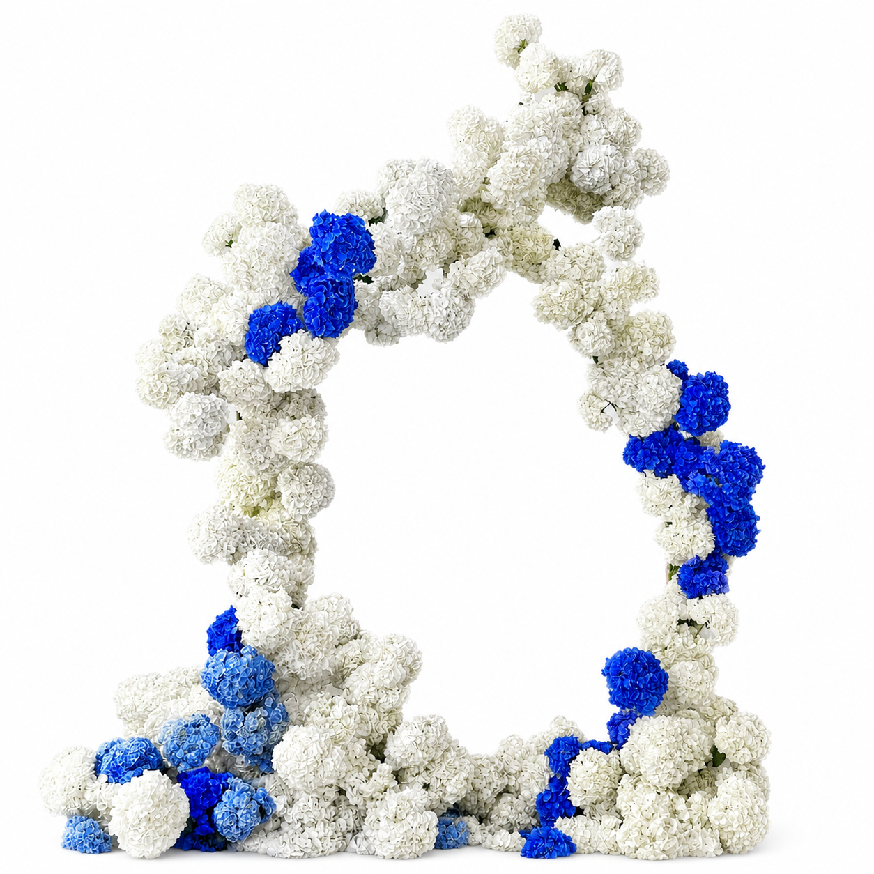 8FT Irregular Faux Hydrangea Flower Arch with Stand for Wedding Child  Classic blue and white