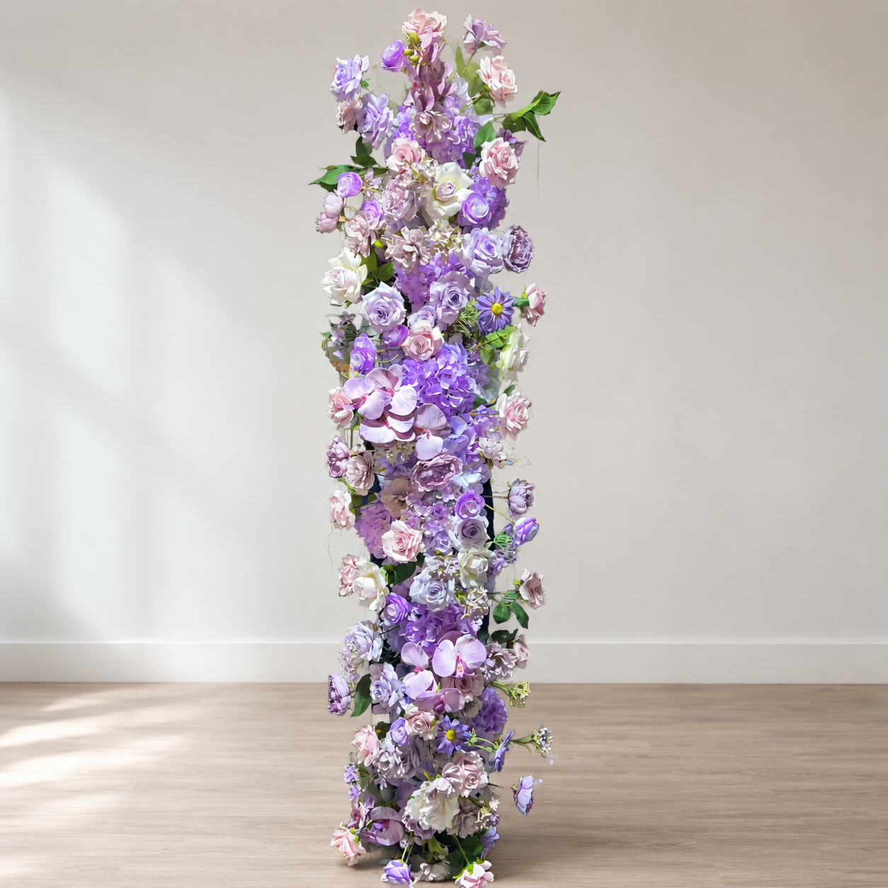 Purple Blush Vertical Hanging Floral Swag, Ready-to-Hang Flower Strip for Wedding Arch Decor