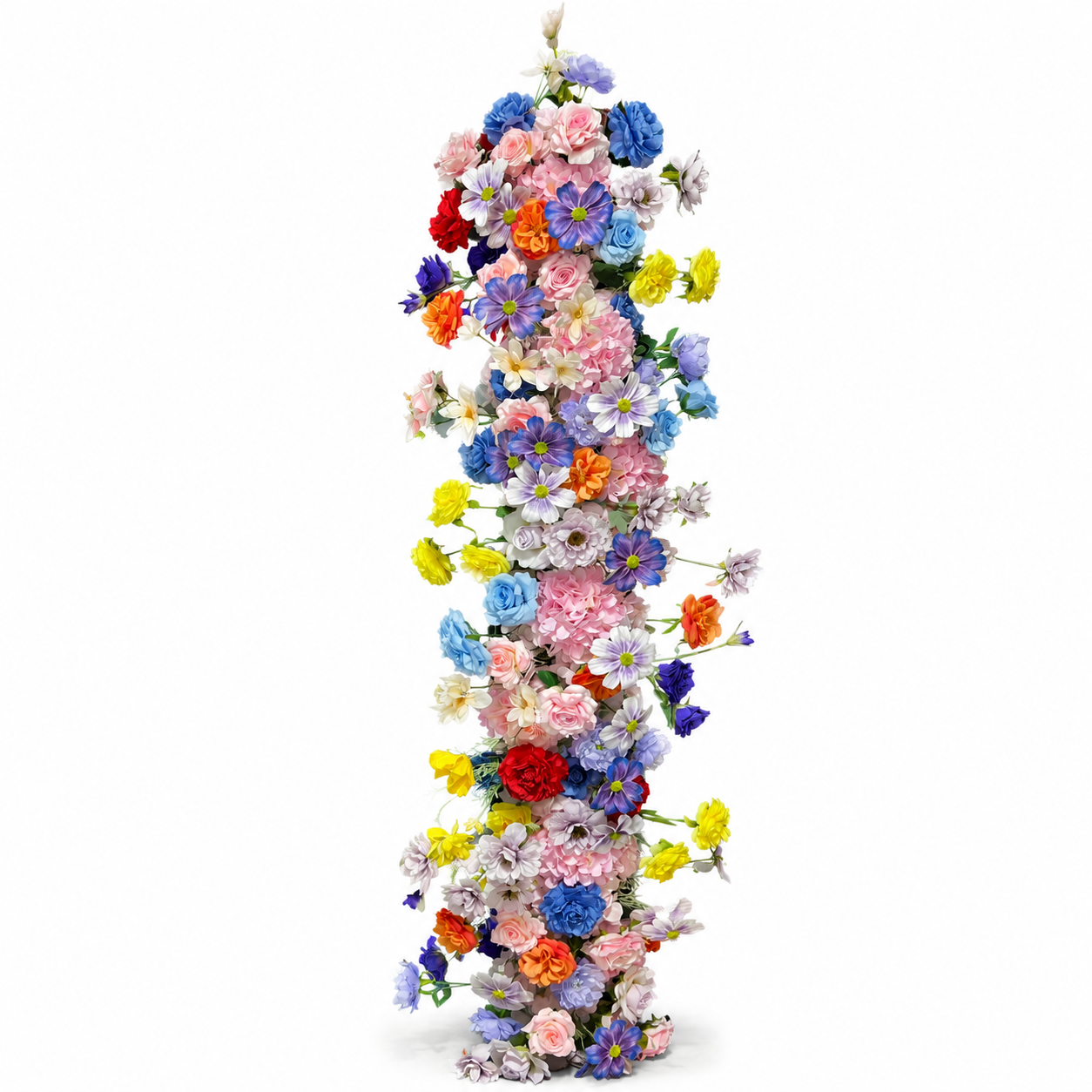Rainbow Mixed Floral Swag, Vertical Hanging Flower Strip for Wedding Arch Decor