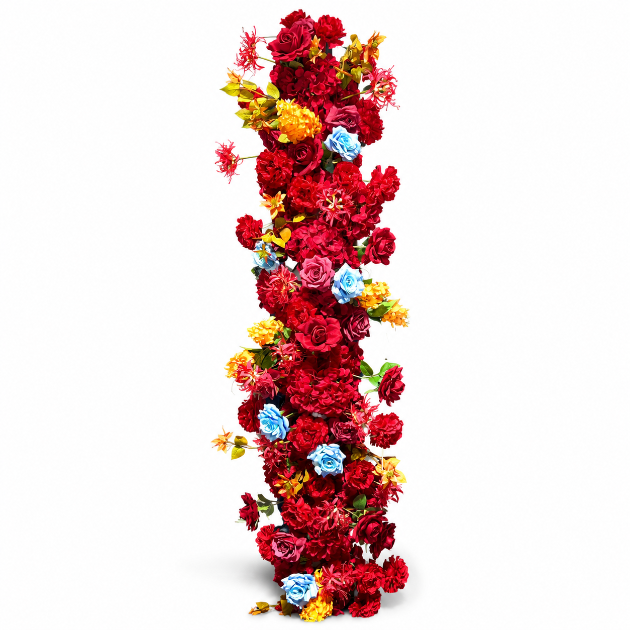 Red Vertical Hanging Floral Swag, Ready-to-Hang Floral Strip for Wedding Arch Decor