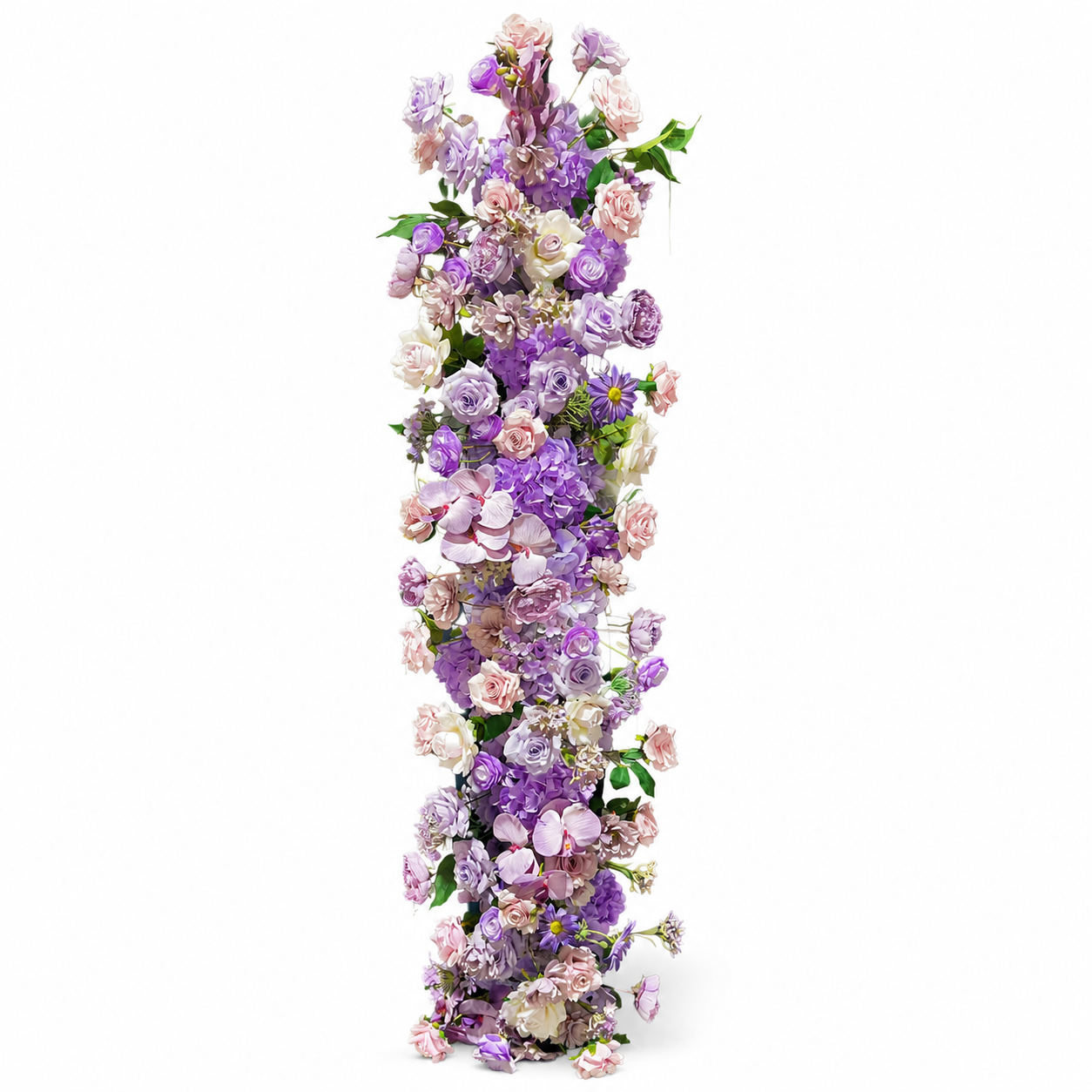 Purple Blush Vertical Hanging Floral Swag, Ready-to-Hang Flower Strip for Wedding Arch Decor