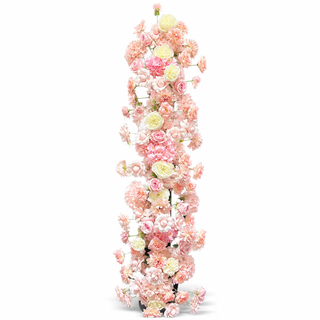 Artificial Vertical Flower Swag, Pink White Silk Floral Garland for Wedding Arch & Event Backdrop