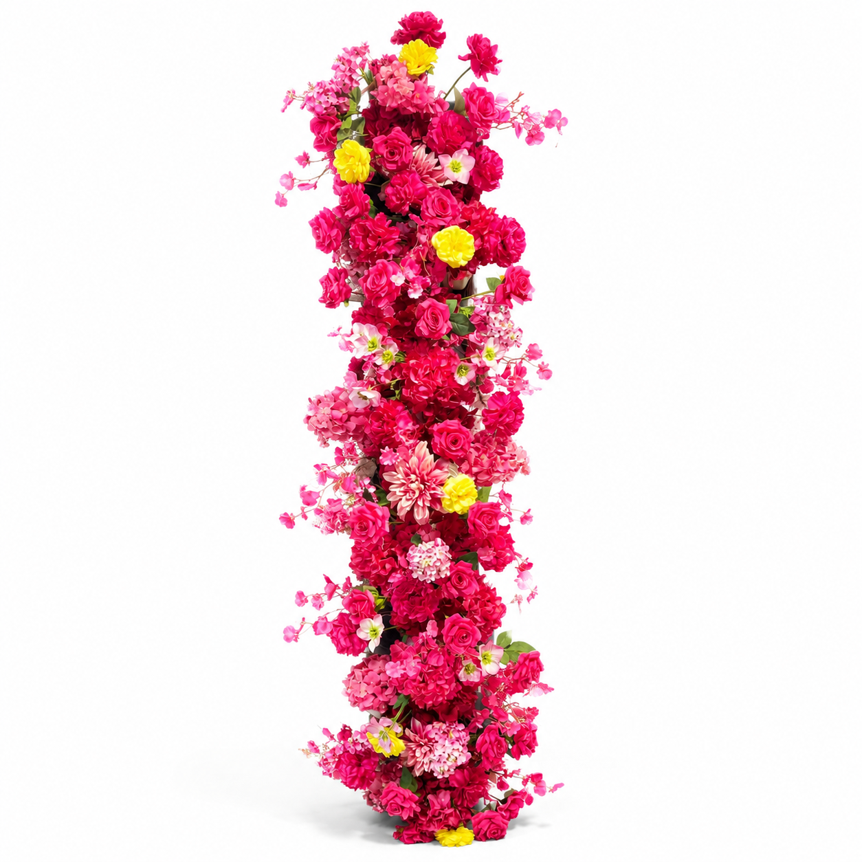 Red Pink Vertical Hanging Floral Swag, Ready-to-Hang Flower Strip for Wedding Arch Decor