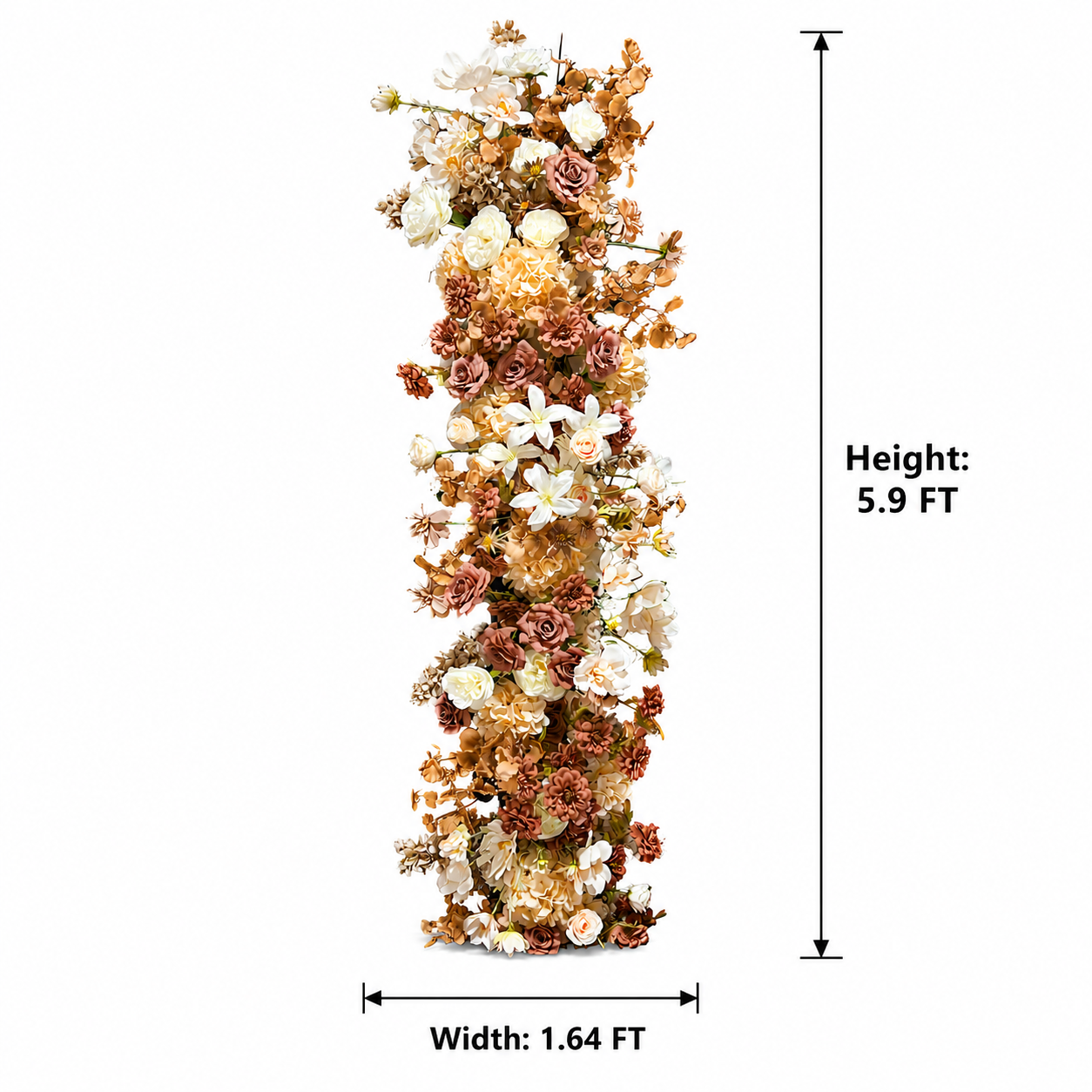 Retro Coffee Floral Swag, Brown Cream Vertical Hanging Flower Strip for Wedding Arch Decor