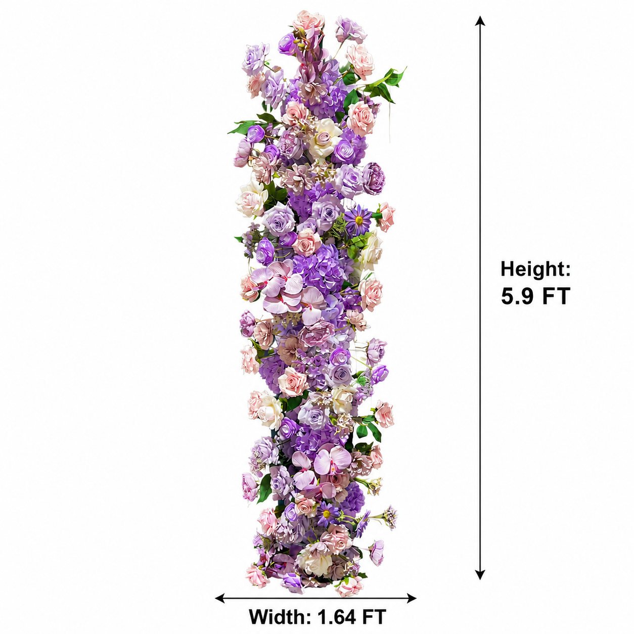 Purple Blush Vertical Hanging Floral Swag, Ready-to-Hang Flower Strip for Wedding Arch Decor