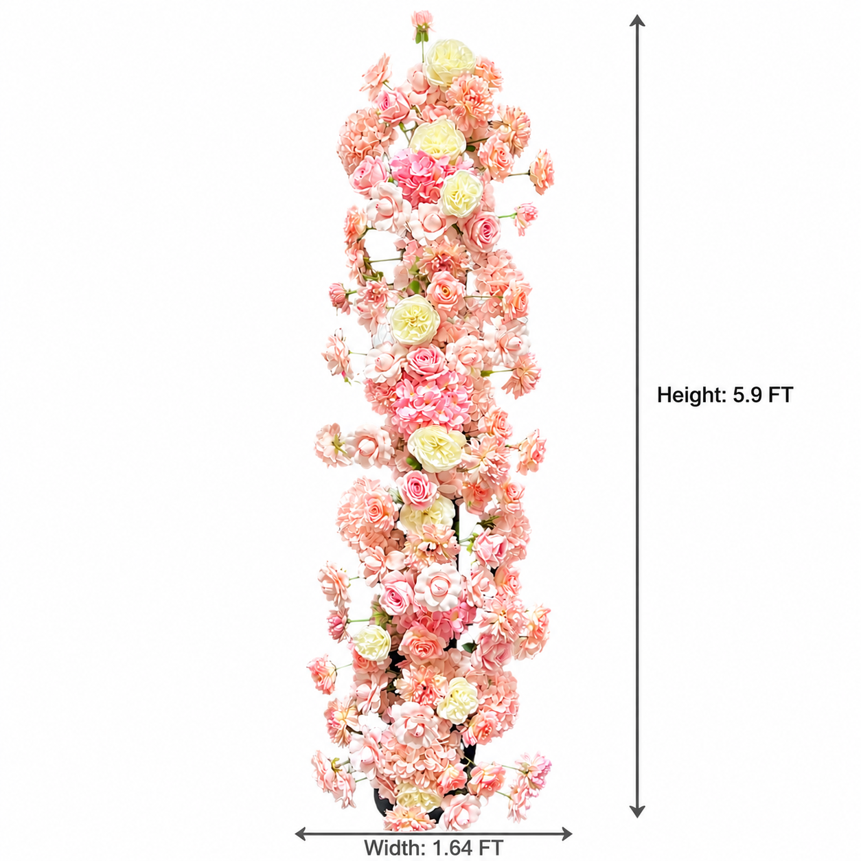 Artificial Vertical Flower Swag, Pink White Silk Floral Garland for Wedding Arch & Event Backdrop
