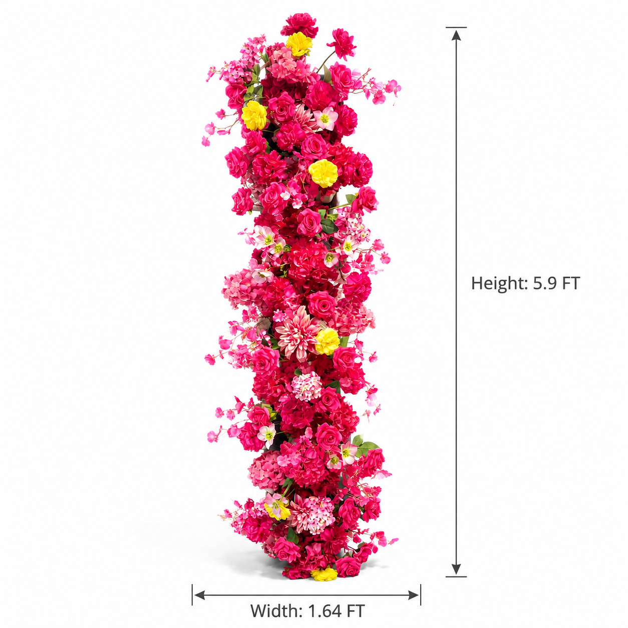 Red Pink Vertical Hanging Floral Swag, Ready-to-Hang Flower Strip for Wedding Arch Decor