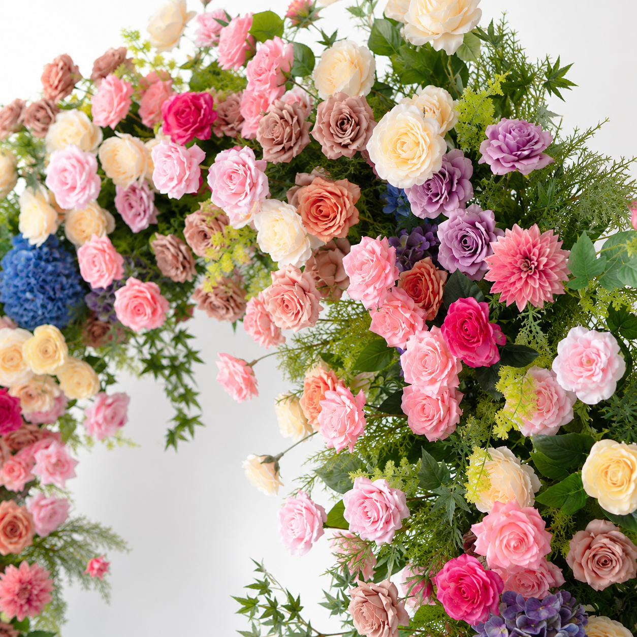 Artificial Floral Arch with Stand, Wedding Flower Backdrop Decor Pastel Garden Mix