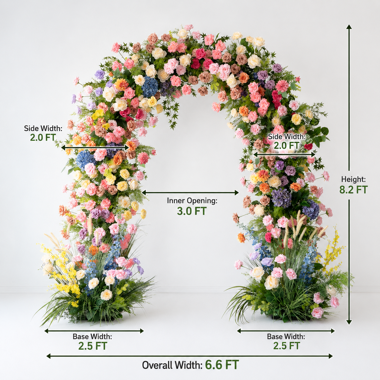 Artificial Floral Arch with Stand, Wedding Flower Backdrop Decor Pastel Garden Mix