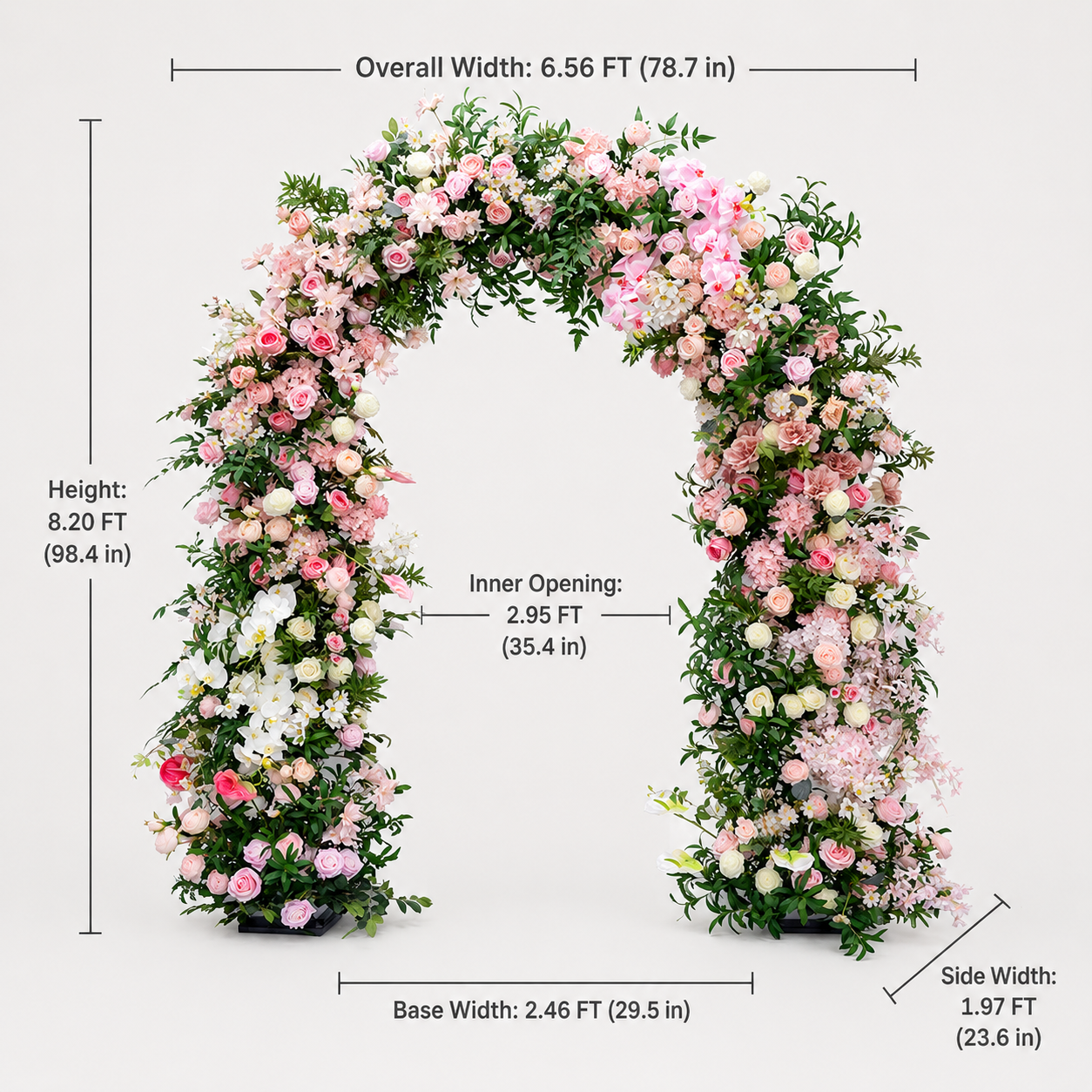 Artificial Floral Arch with Stand, Blush Pink Garden Wedding Decor