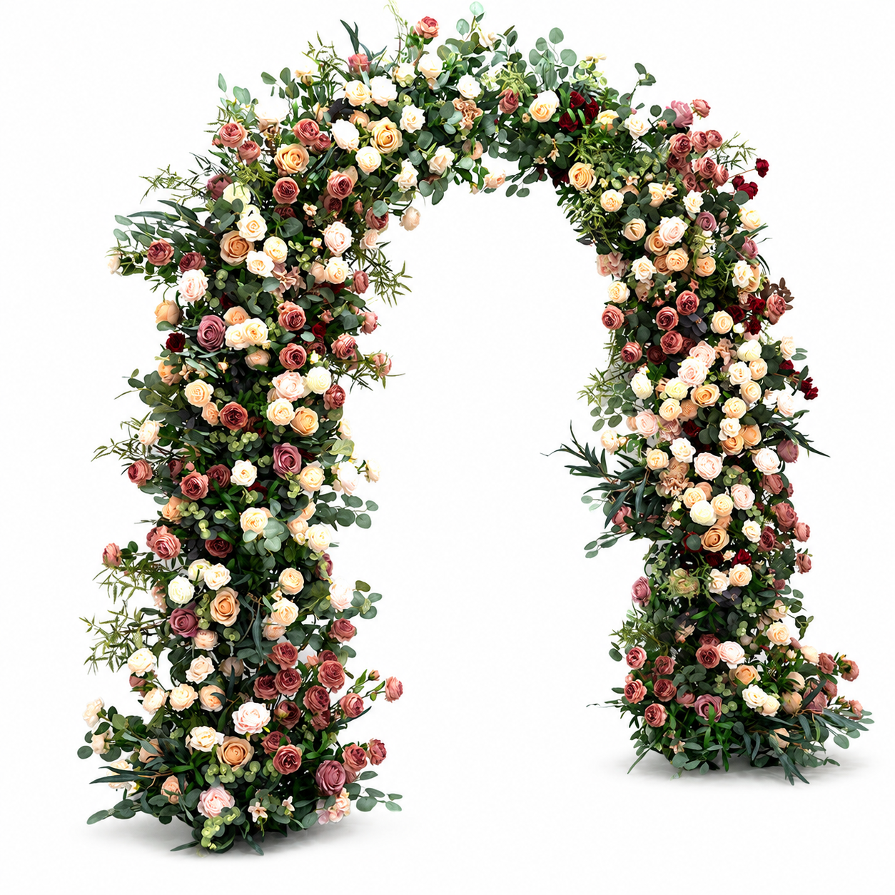 Artificial Floral Arch Decoration with Matching Stand Mocha Rose Greenery