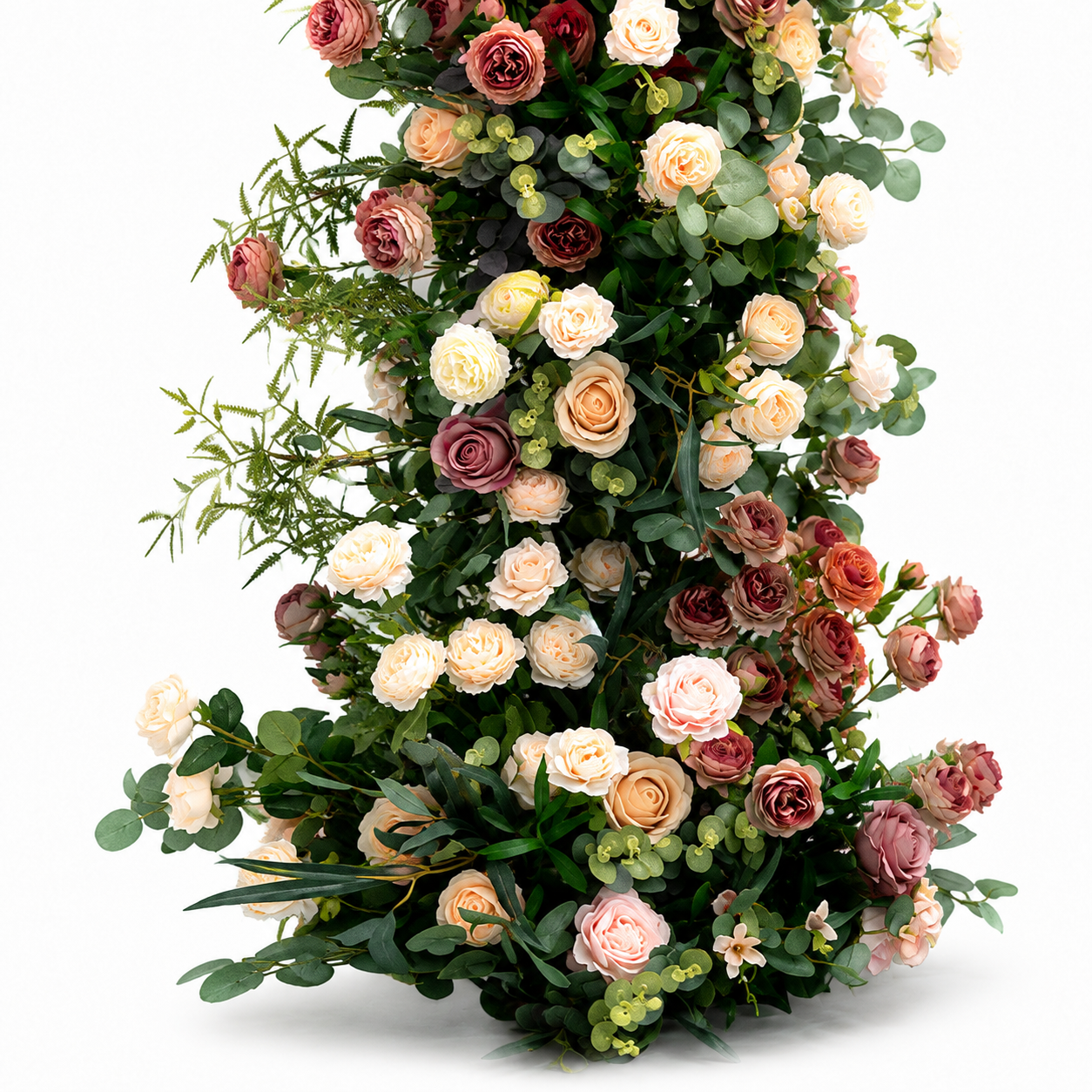 Artificial Floral Arch Decoration with Matching Stand Mocha Rose Greenery