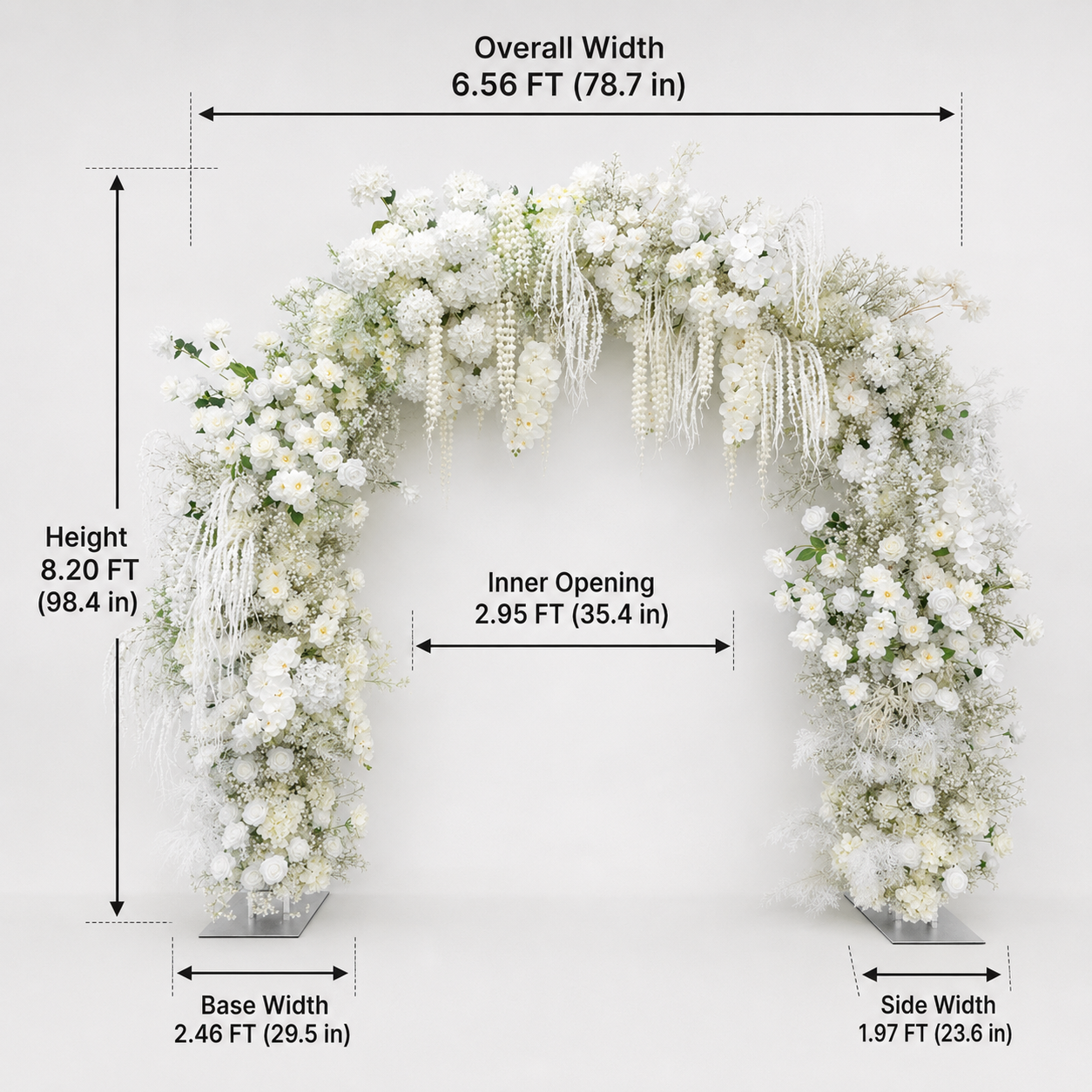 Artificial Floral Arch Decoration with Matching Stand White Wisteria