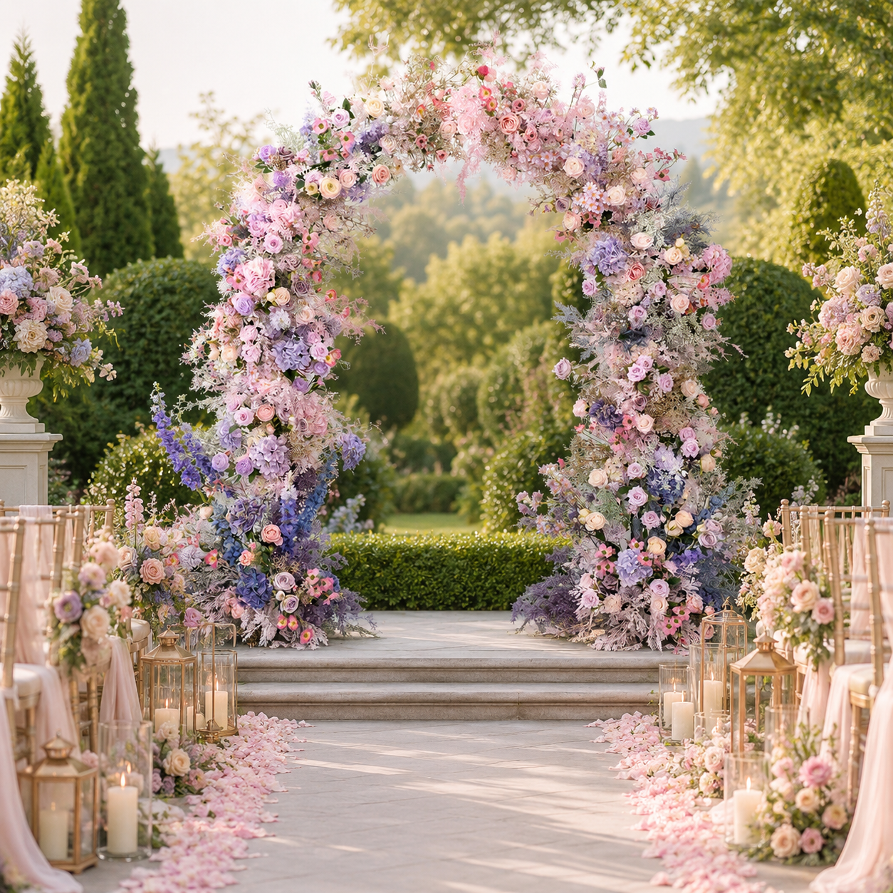  Artificial Floral Arch Decoration with Matching Stand Lavender Fairy Garden