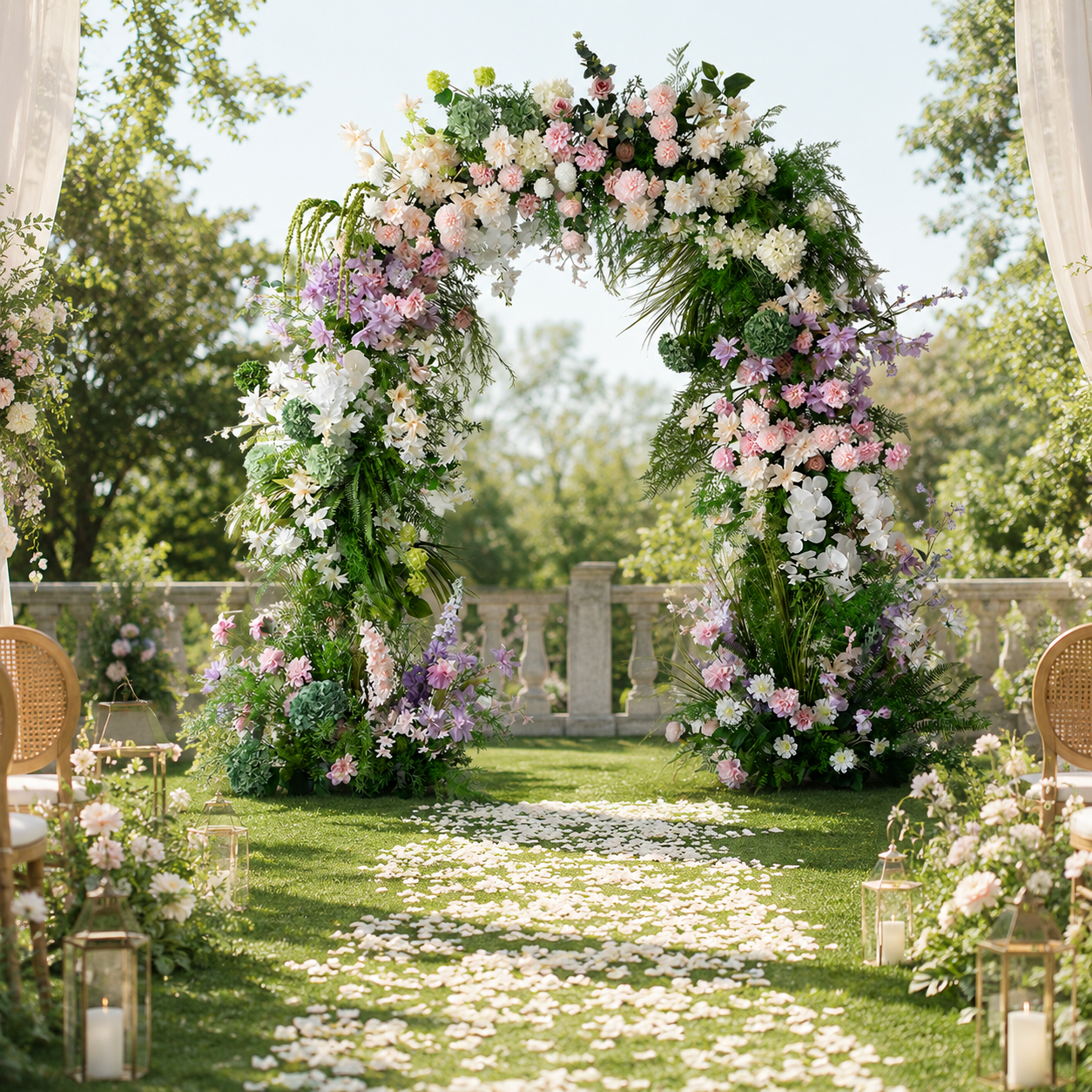 Artificial Floral Arch Decoration with Matching Stand Sage Blush Garden
