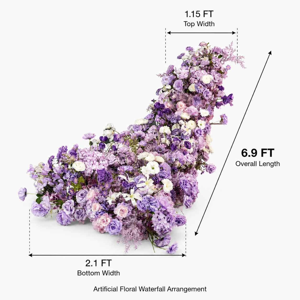 Artificial Wedding Flower Waterfall 6.9ft Arch Decor, Lilac & Ivory